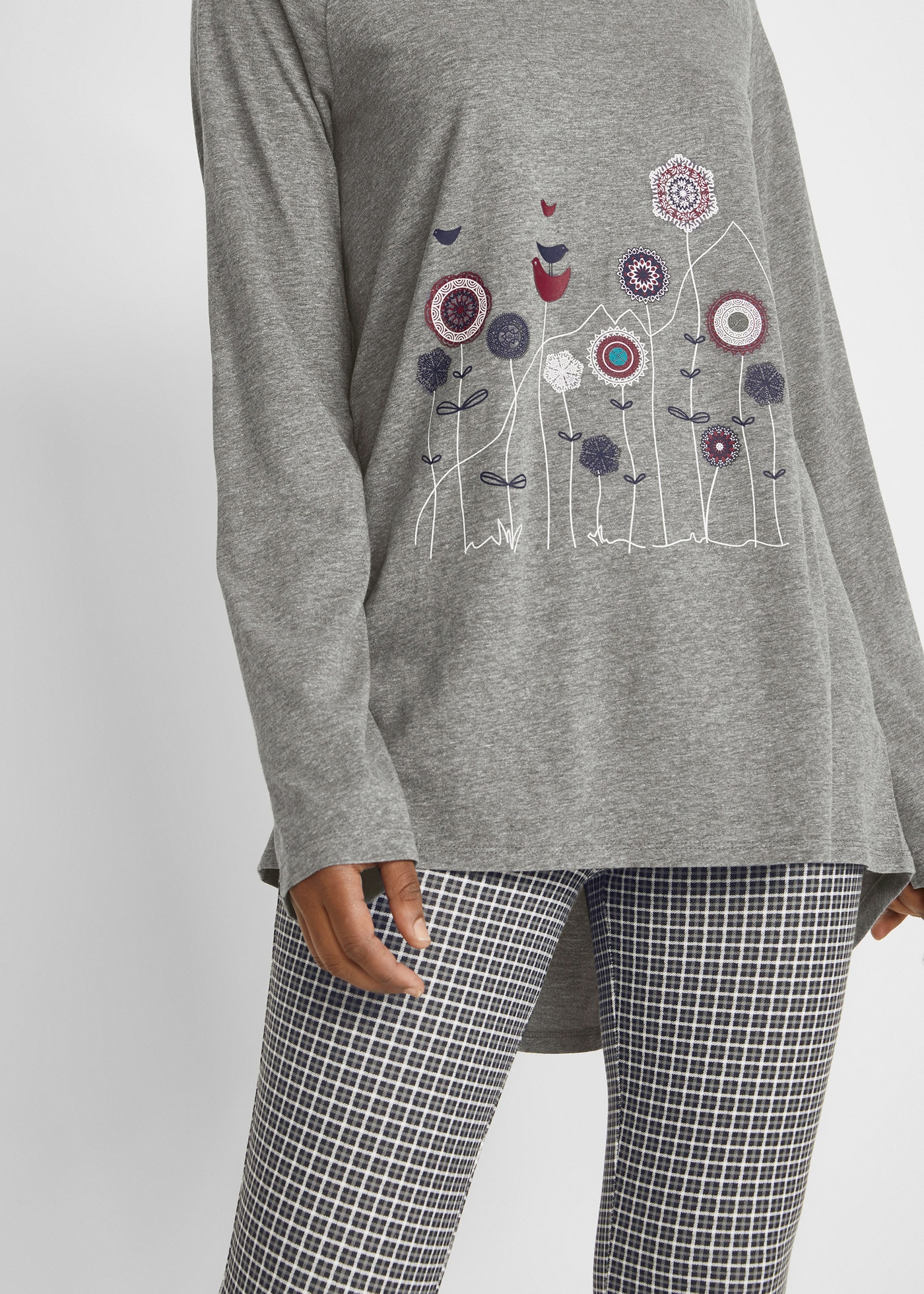 bonprix Longshirt A-Linien Passform, lange Ärmel, aus Baumwolle und Viskose