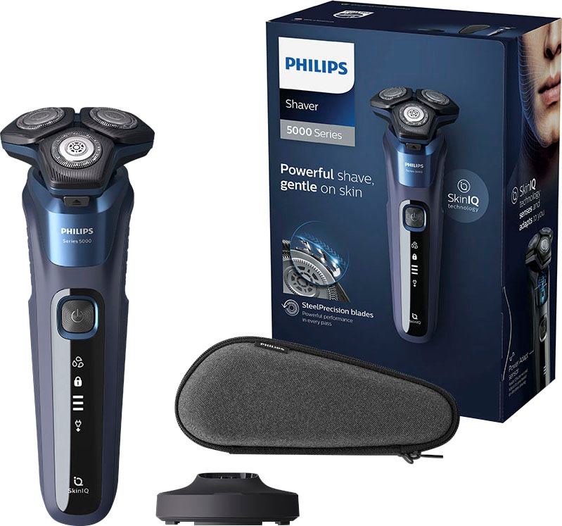 Philips Elektrorasierer »Shaver Series 5000 ausklappbarer XXL Technologie Jahren Präzisionstrimmer, 3 S5885/35«, Etui, Garantie mit SkinIQ Ladestand, mit
