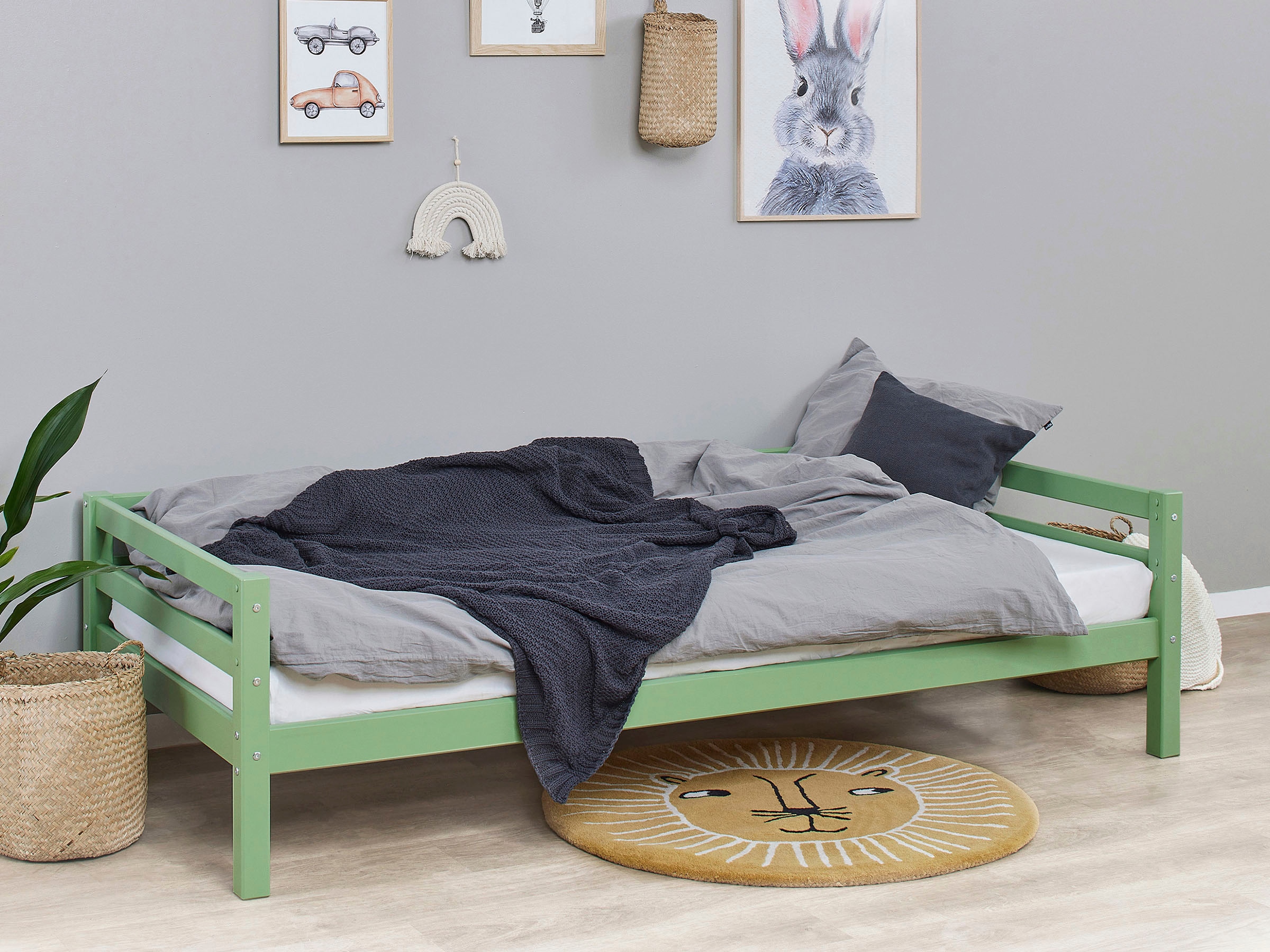 Hoppekids Daybett »Kinderbett ECO Dream, Einzelbett, Juniorbett 90x200«, (Bett), Weiß, Grün, Blau, Rosa, Grau