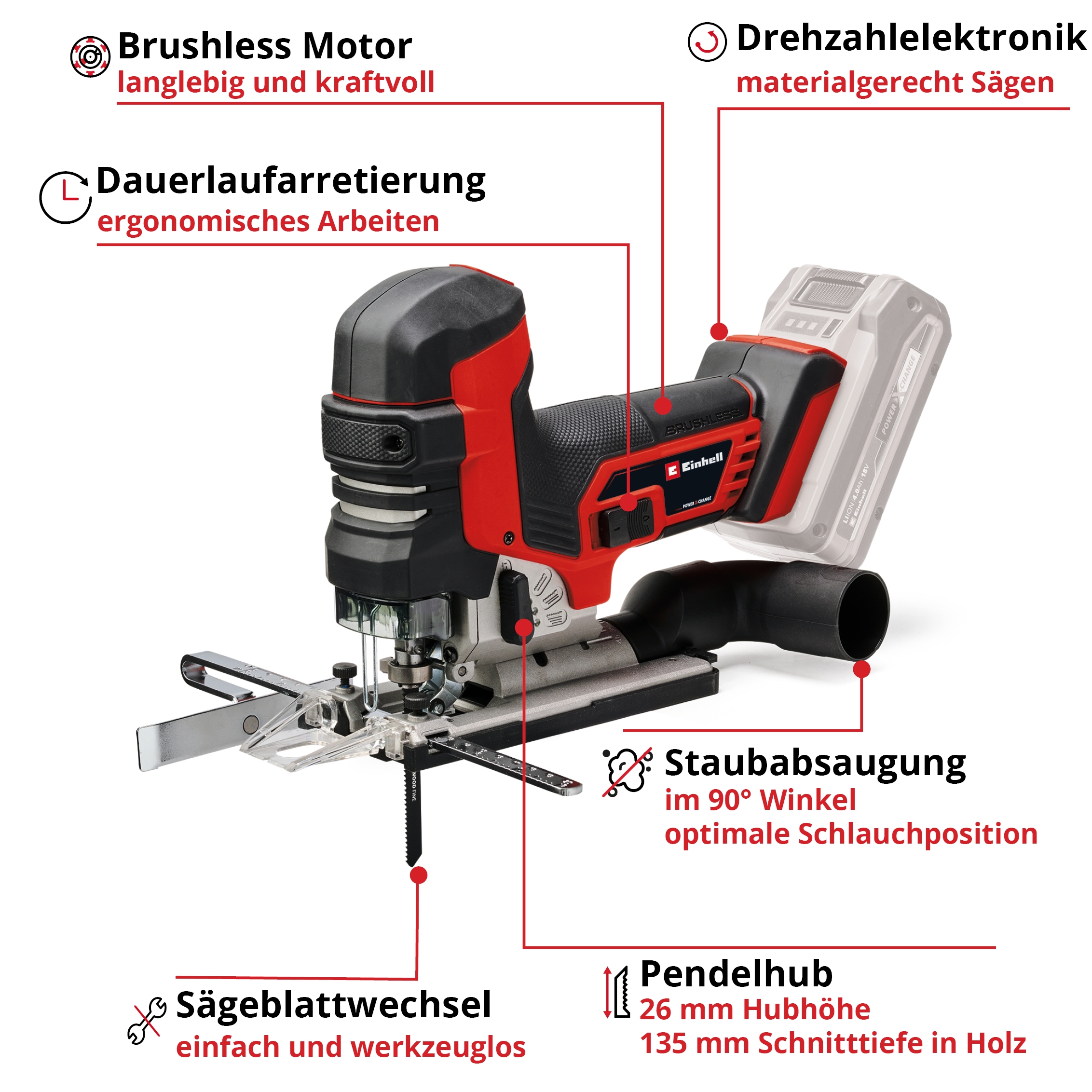 Einhell Akku-Stichsäge »TP-JST 18/135« Set, 8 Stk. tlg. Einhell Professional, ohne Akku und Ladegerät