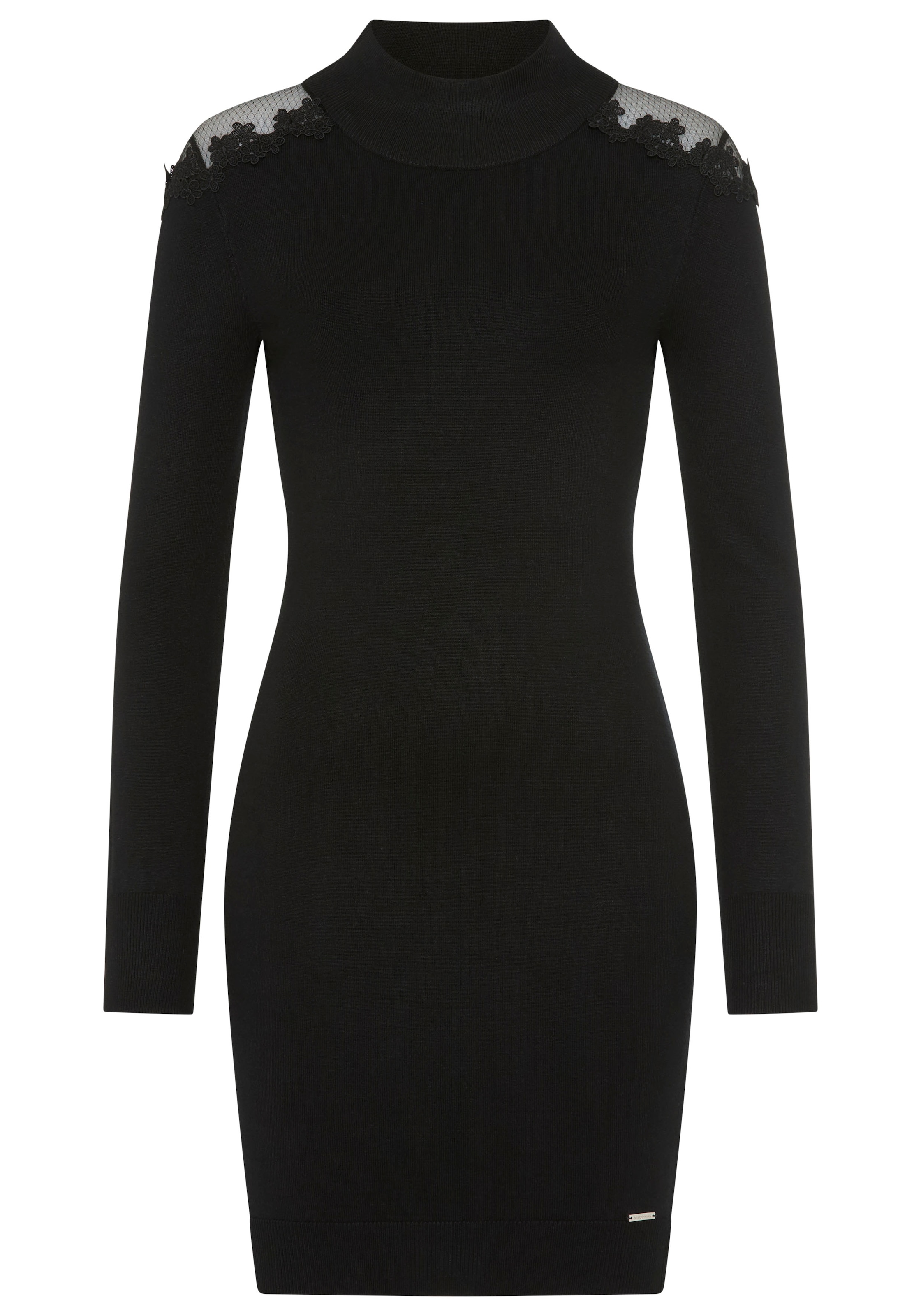 Bruno Banani Strickkleid Ohne Taschen mit besonderem Spitzen-Einsatz an der Schulter