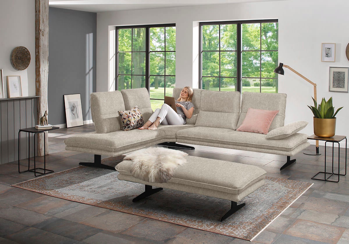 W.SCHILLIG Ecksofa »broadway, Designsofa, toller Sitzkomfort, zeitlos, elegant, L-Form« Sitztiefenverstellung, Kopfteil- & Seitenteilverstellung, Breite 284cm