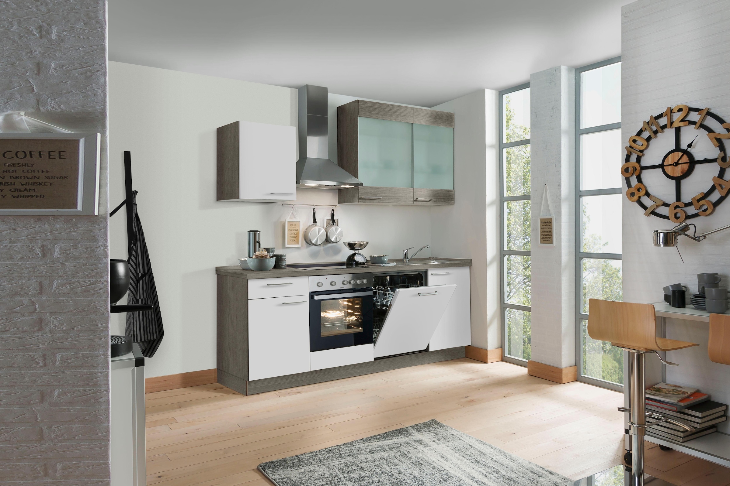 Express Küchen Küchenzeile mit auf und Vollauszug Breite 220 vormontiert, »Trea«, Soft-Close-Funktion, bestellen cm Rechnung