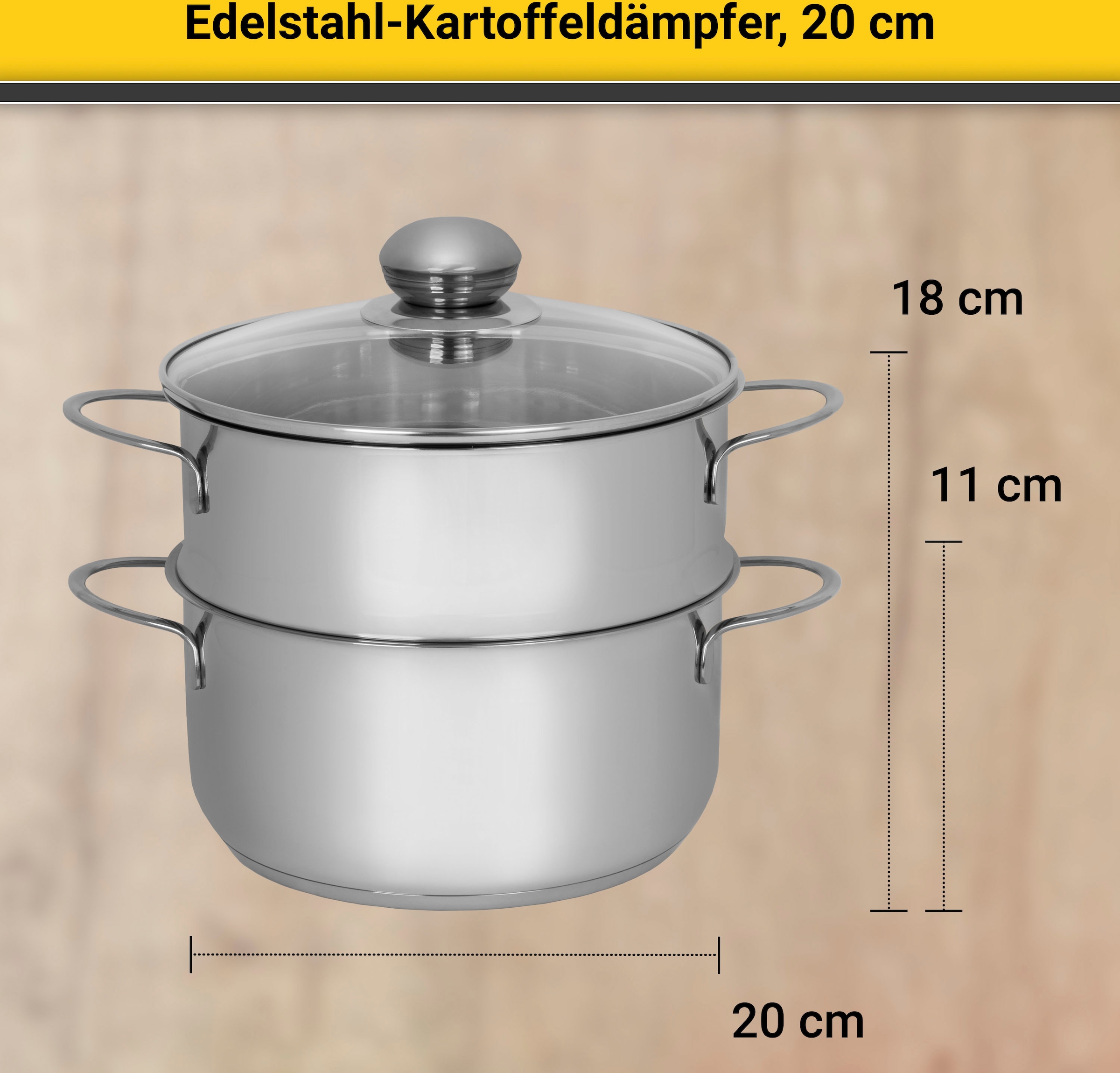 Krüger Dampfgartopf, Edelstahl, (1 tlg.), Induktion Dampfkochtopf, mit Jahren Garantie XXL 3