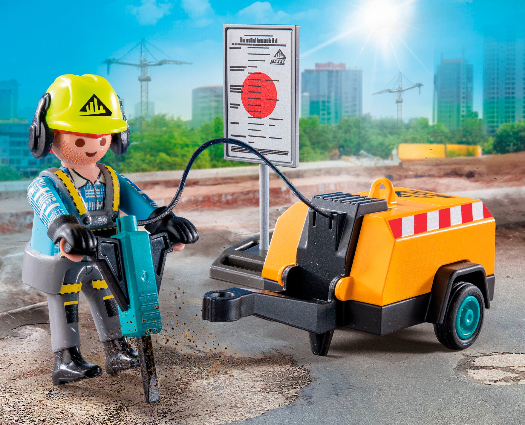 Playmobil® Konstruktions-Spielset »Bauarbeiter mit Meißel (71752), Playmobil Action Heroes«