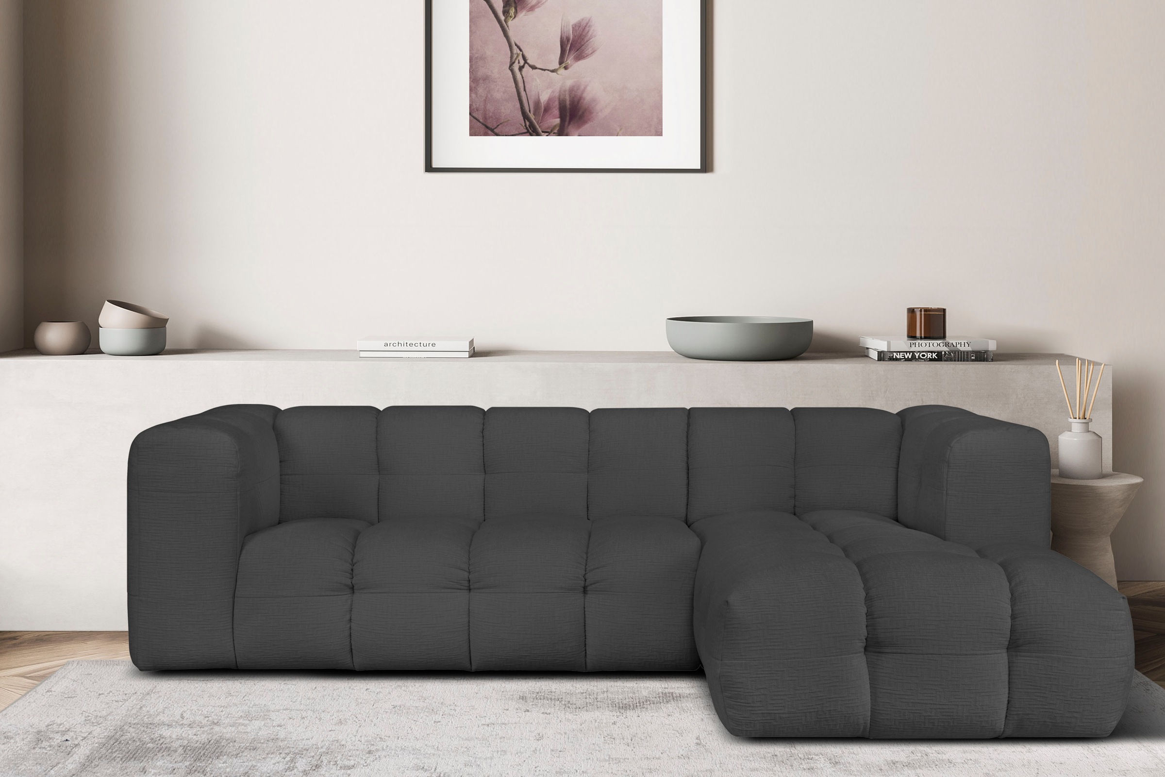 LeGer Home by Lena Gercke Ecksofa »TALISHA L-Form Designersofa, moderne Steppung, B/T/H: 276/178/75 cm«, aufwendig gepolstert, hoher Sitzkomfort