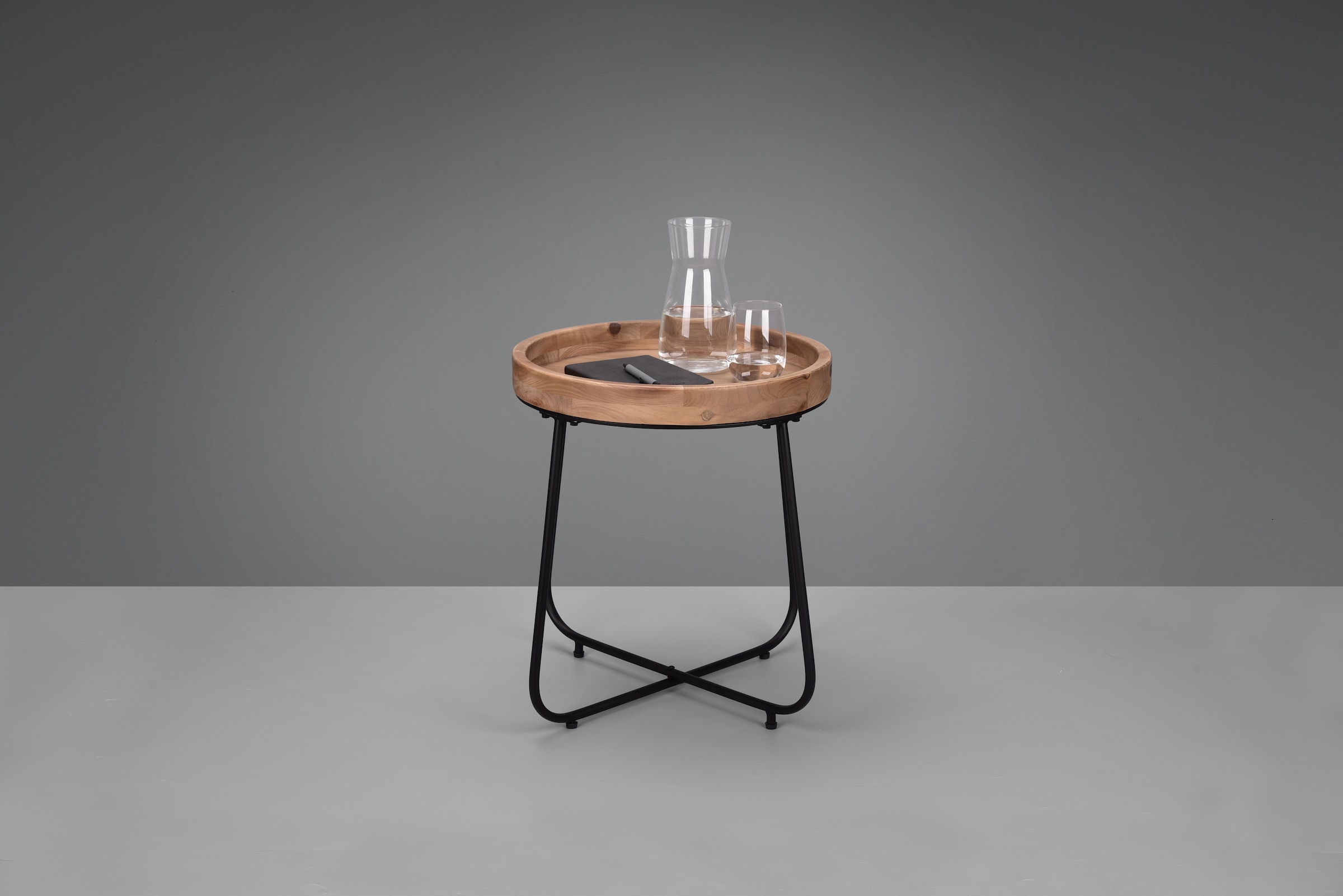 MIRRORS AND MORE Beistelltisch »Jette« 1 Stk. tlg. hochwertige Echtholzplatte