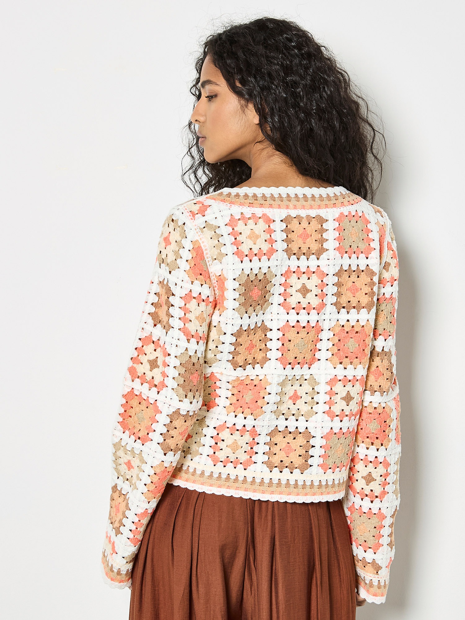 Apricot Strickpullover »ohne Verschluss« mit Häkelquadraten