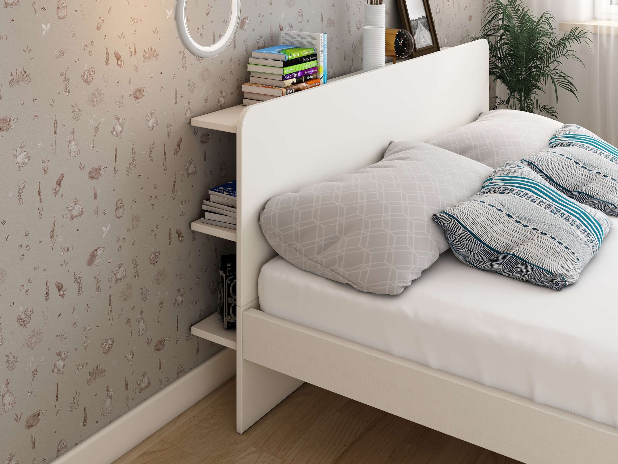 Home affaire Massivholzbett »Amaliah Schwebebett, versteckte Regale hinter dem Kopfteil,« schwebender Effekt, mit Lattenrost, modernes Design, stabile Qualität