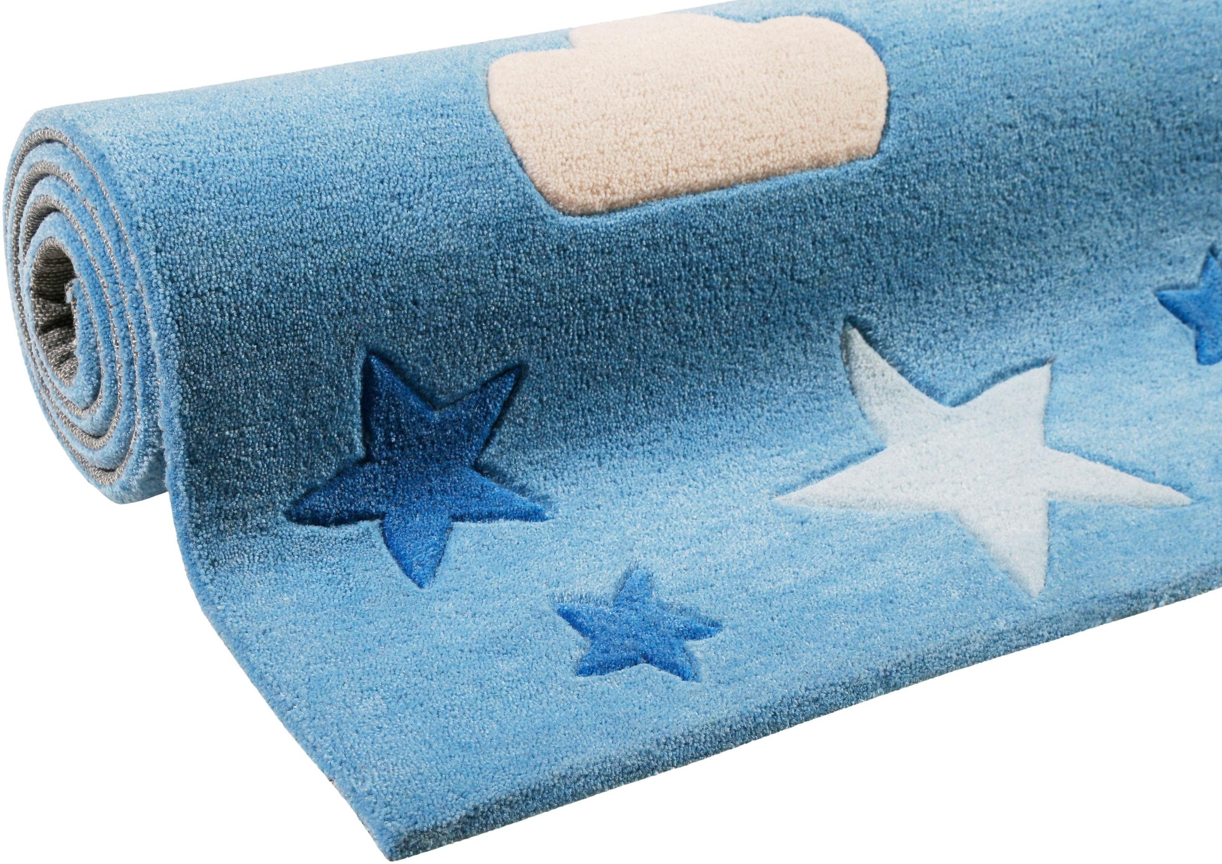 SMART KIDS Kinderteppich »LaLeLu« rechteckig 9 mm Höhe Mond Sterne Wolken, Konturenschnitt