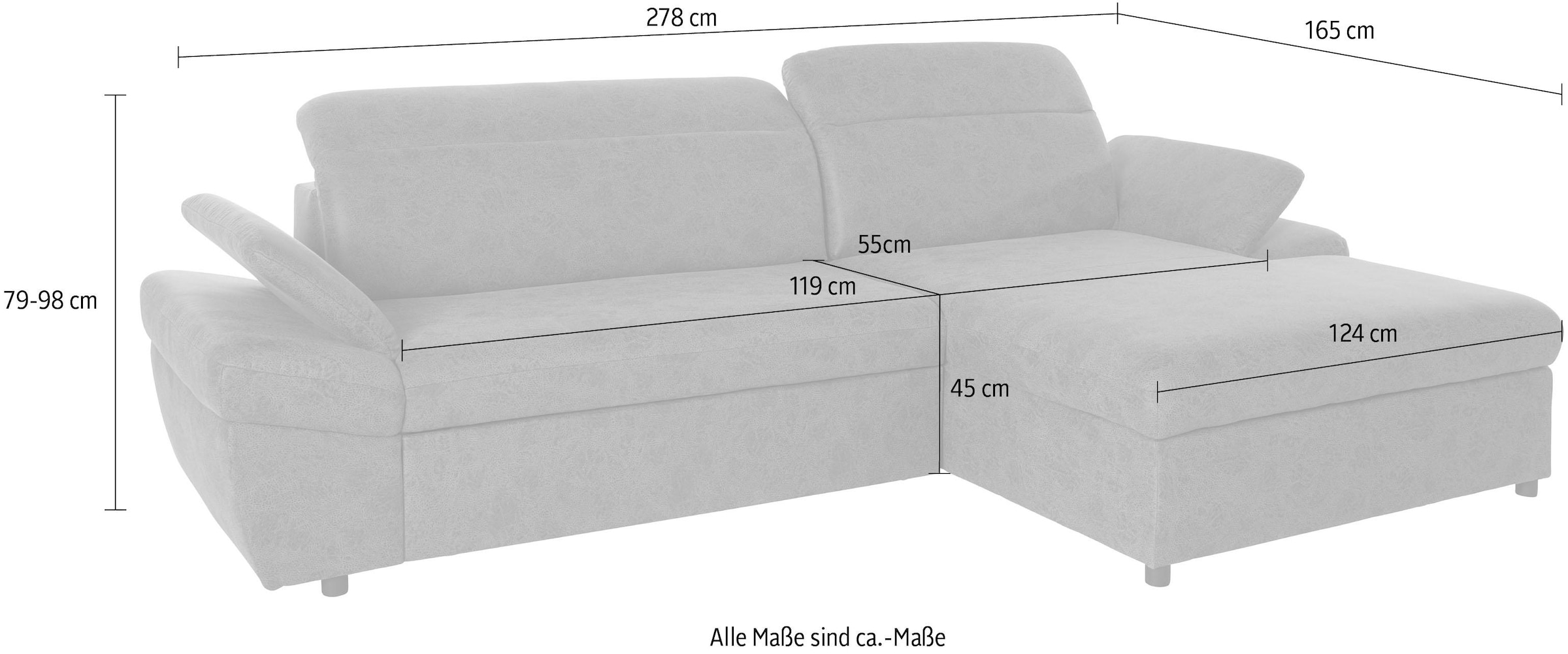 exxpo - sofa fashion Ecksofa »Kyoto, inkl. Kopfteil- und Armteilverstellung, hoher Sitzkomfort« wahlweise mit Bettfunktion und Bettkasten, hochwertige Bezüge, L-Form