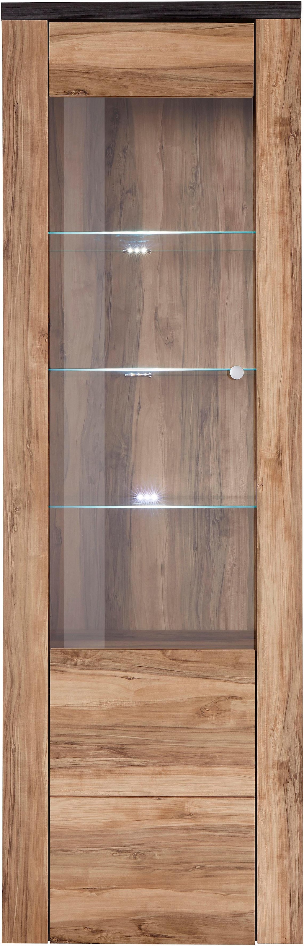 Home affaire Vitrine »Larona, zeitlose Glasvitirne, Hochschrank Höhe 205,6 cm«, Stauraumvitrine mit dekorativer Rahmenoptik