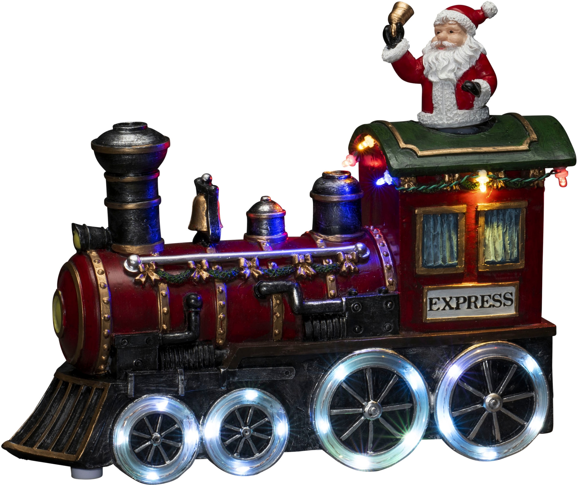 KONSTSMIDE Weihnachtsszene »Zug, mit Musik, 24 bunte Dioden, Innen«, wählbar zwischen USB oder Batteriebetrieb