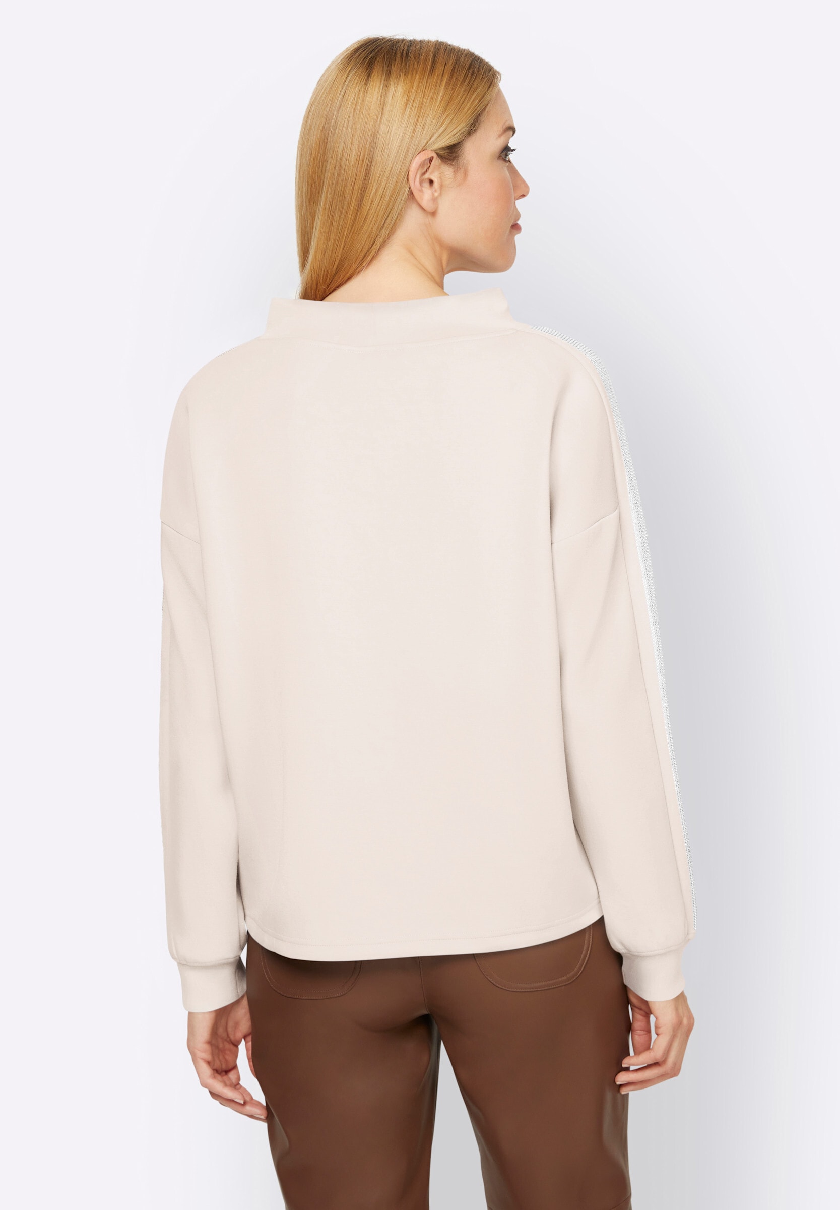 heine Sweatshirt »Sweatshirt Sweatshirt mit Galonstreifen aus Ziersteinchen«
