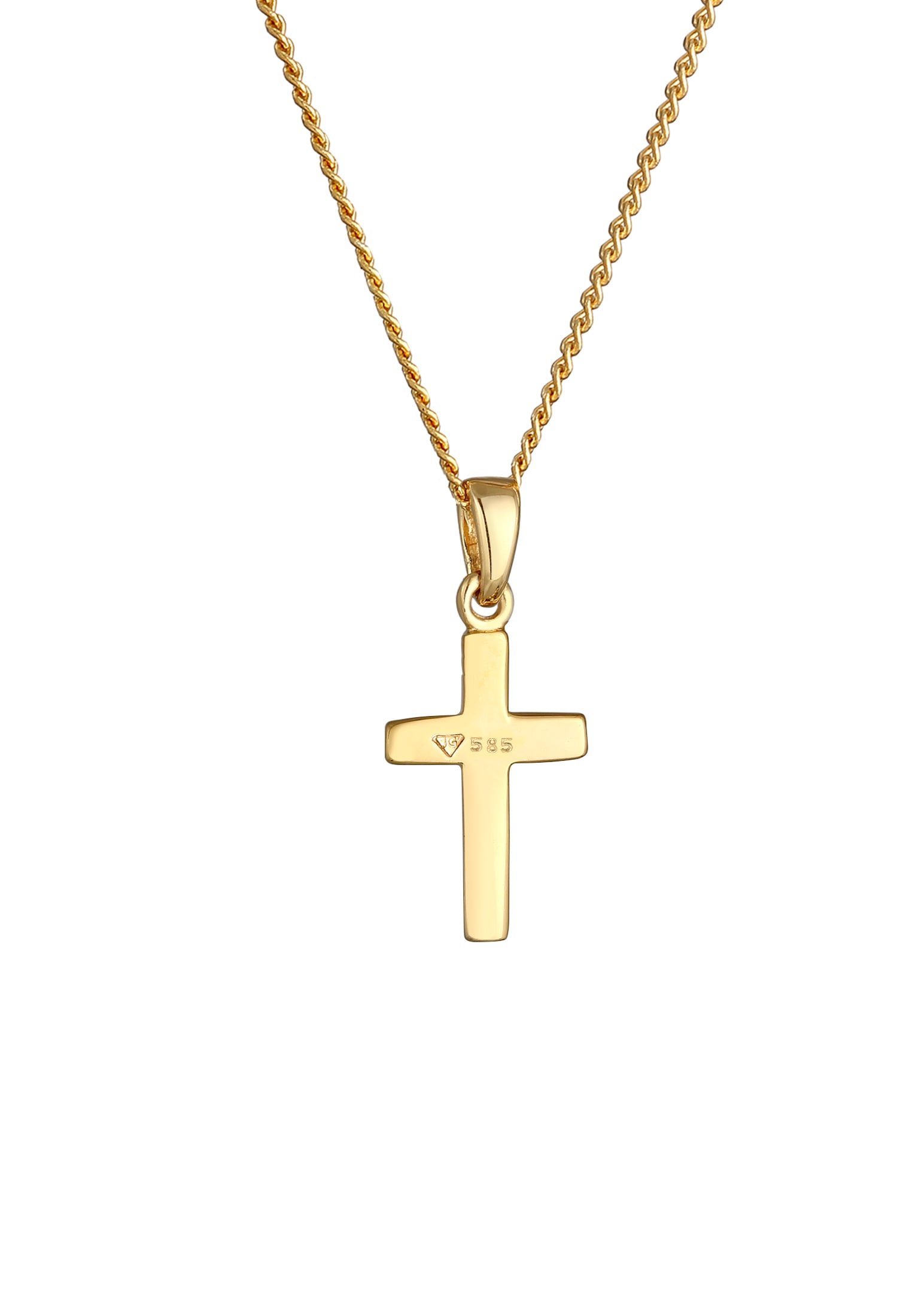 Elli Premium Kette mit Anhänger »Halskette Kreuz Anhänger 585 Gelbgold«