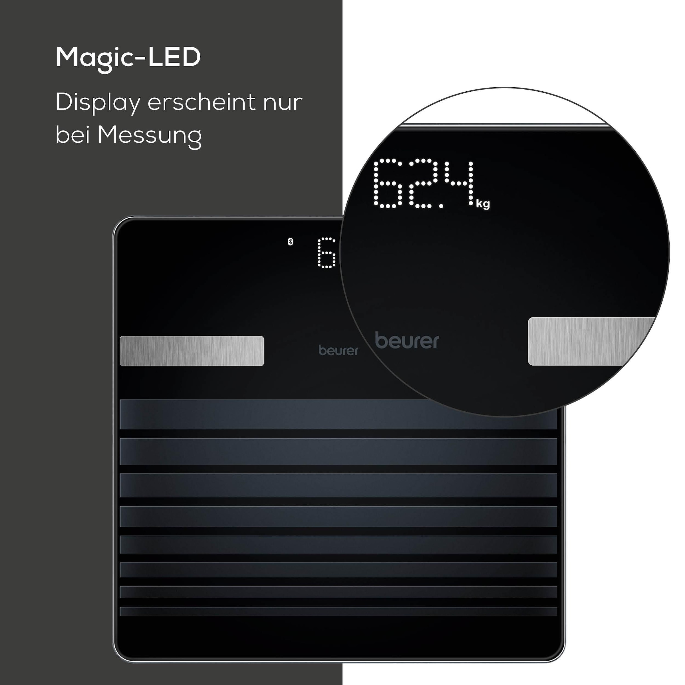BEURER Körper-Analyse-Waage »BF 451 BT Diagnosewaage mit 17 Gesundheitswerten« Mit Einschaltautomatik, praktischer Abschaltfunktion und Magic-LED