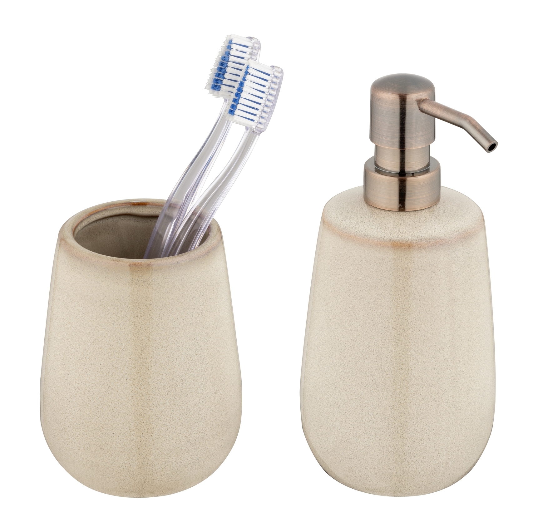 WENKO Badaccessoire-Set »Sirmione« Seifenspender und Zahnputzbecher, Keramik mit individueller Glasur