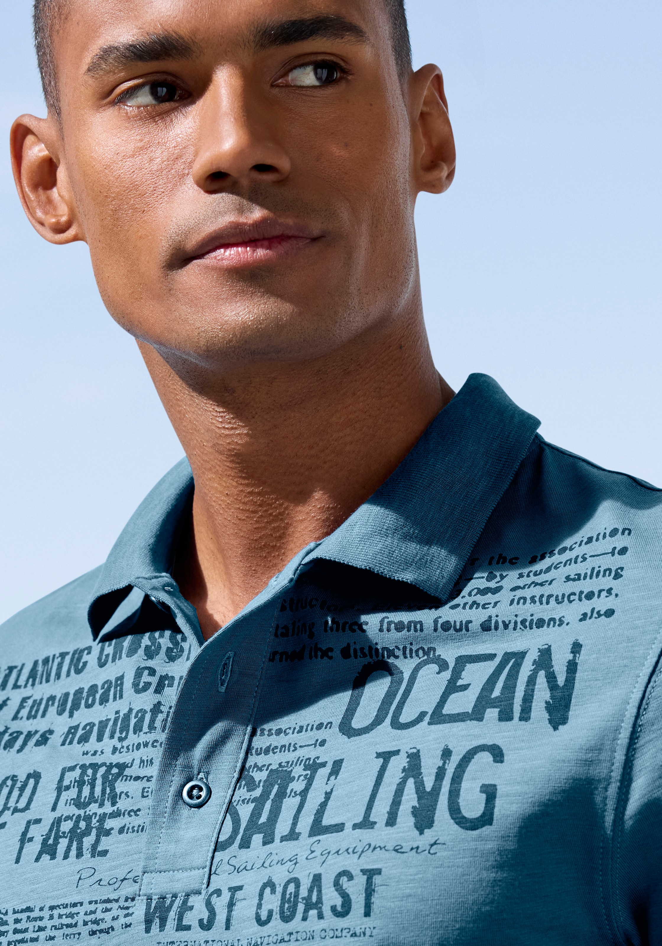 John Devin Poloshirt »mit Print«, Regular-Fit, aus Slub-Qualität, mit Print