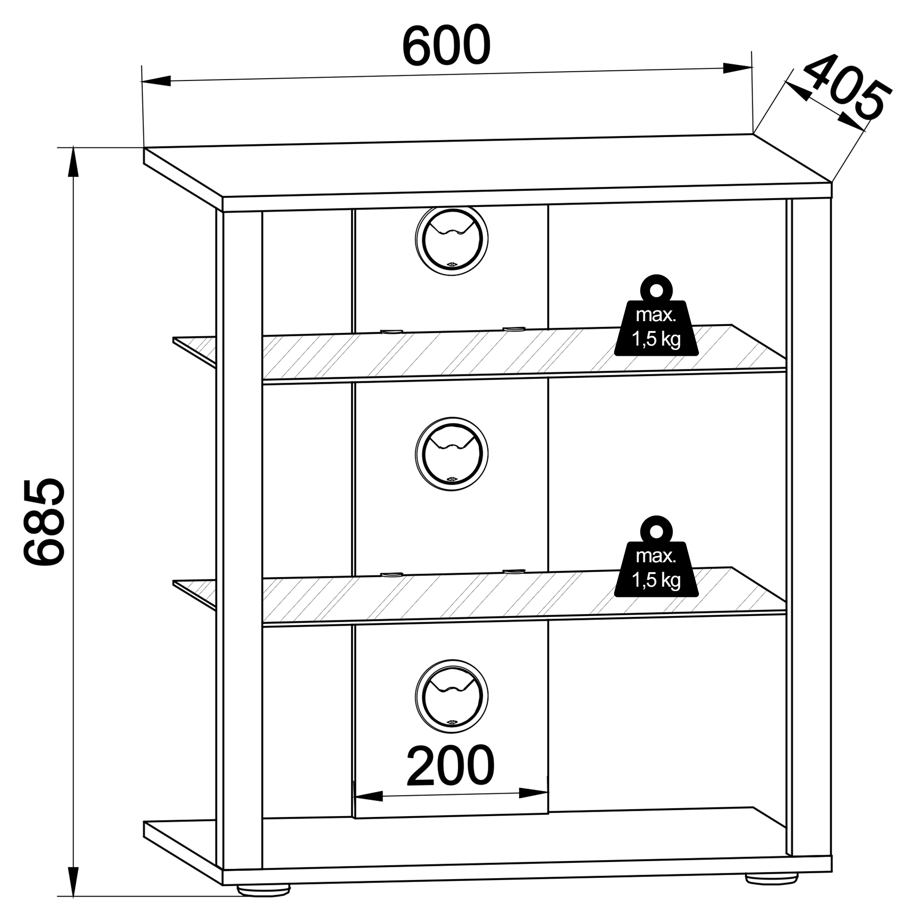 VCM Wohnzimmertisch »Hifi Möbel Rack Alu Glas Phono Mediaregal Folas«