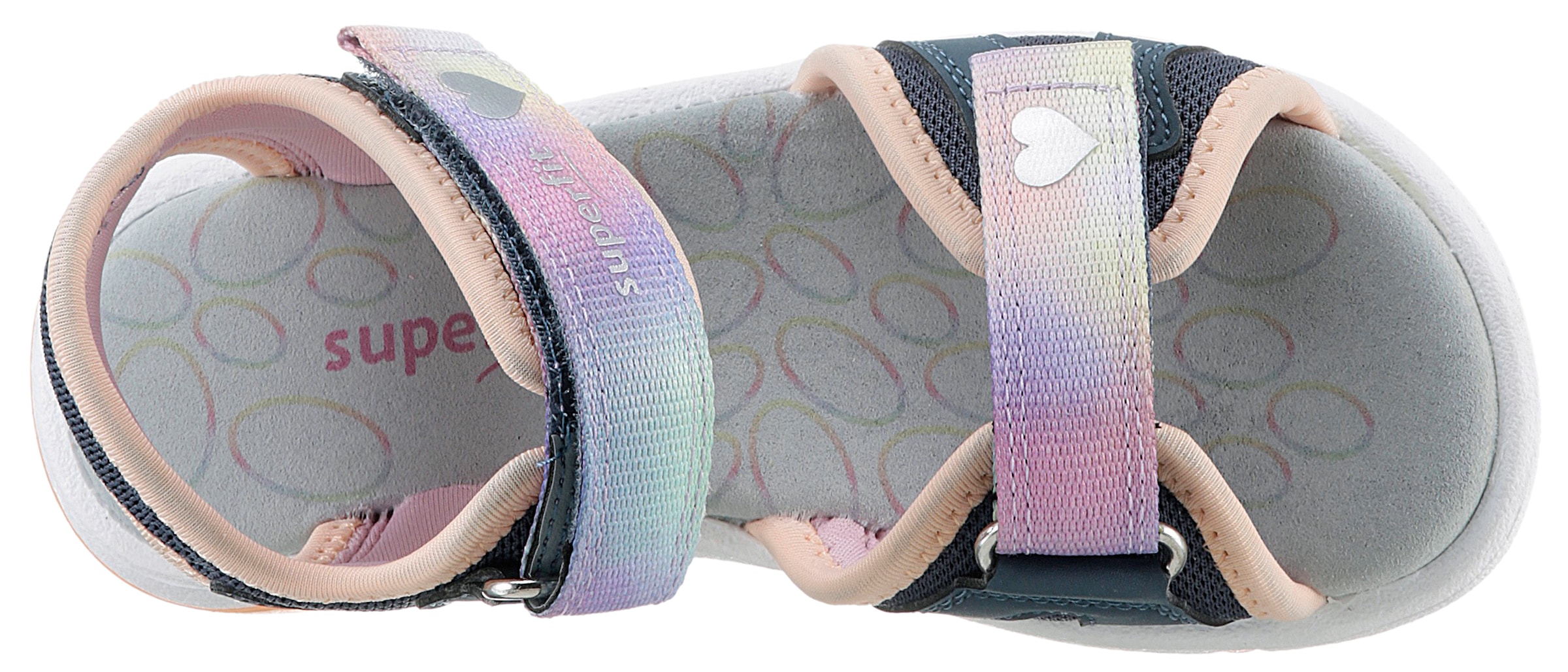 Superfit Sandale »PEBBLES WMS: mittel«, Sandalette mit süßem Glitzerverschluss, Größenschablone zum Download