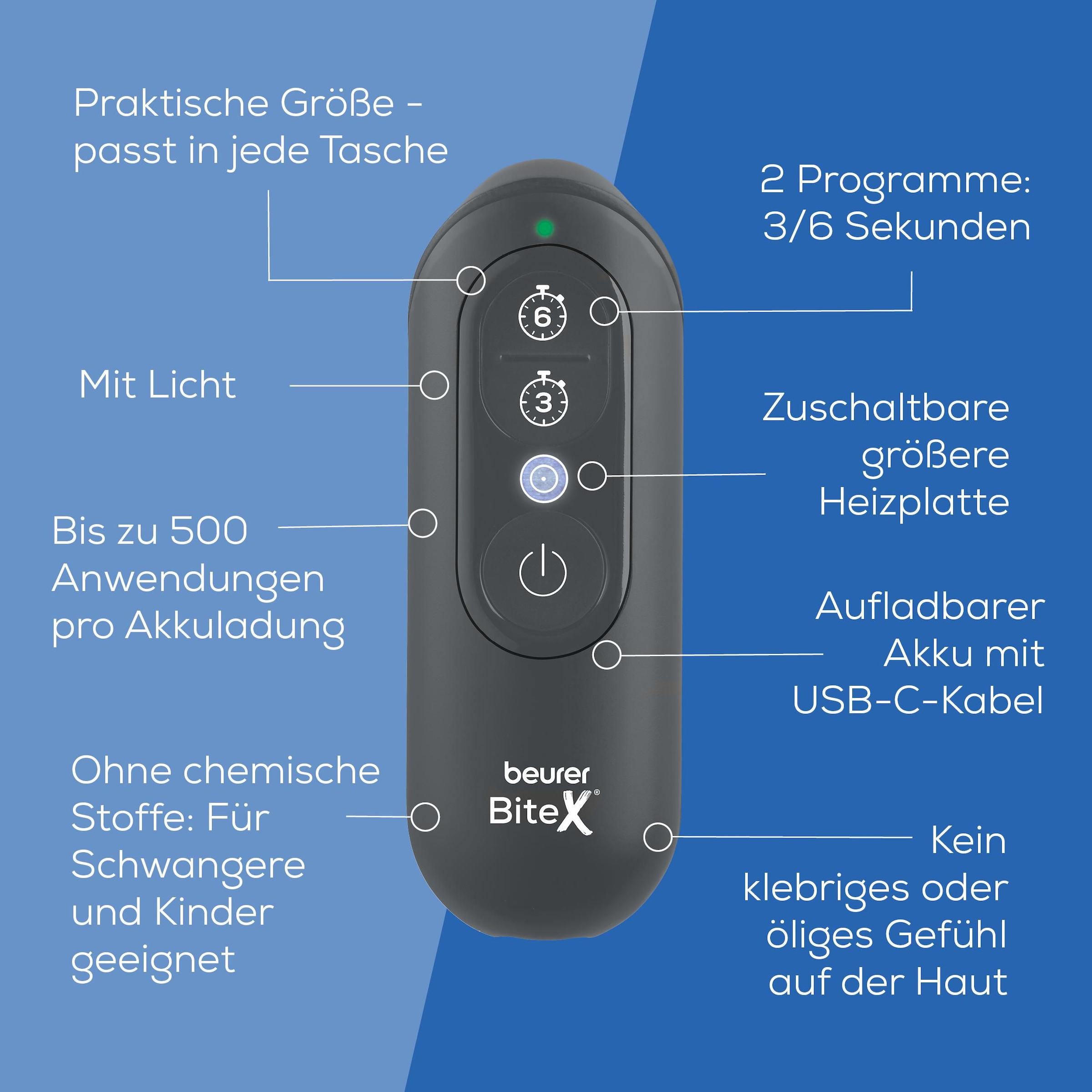 BEURER Insektenstichheiler »BiteX Max BR 115 Graphite Grey mit Akku« Größere Heizfläche dank zuschaltbarem, zweiten Heizring