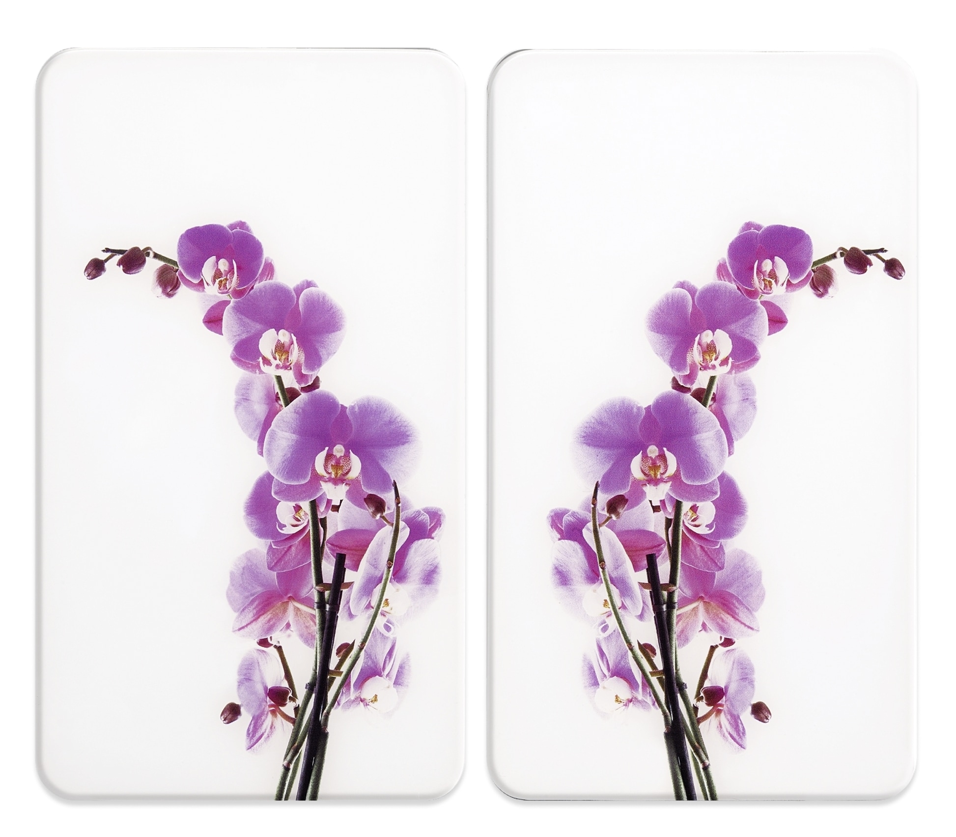 WENKO Herd-Abdeckplatte »Universal Modell Orchideenblüte«, (Set, 2 tlg.), Herdabdeckung für alle Herdarten, kratzfest, mit rutschfesten Füßen