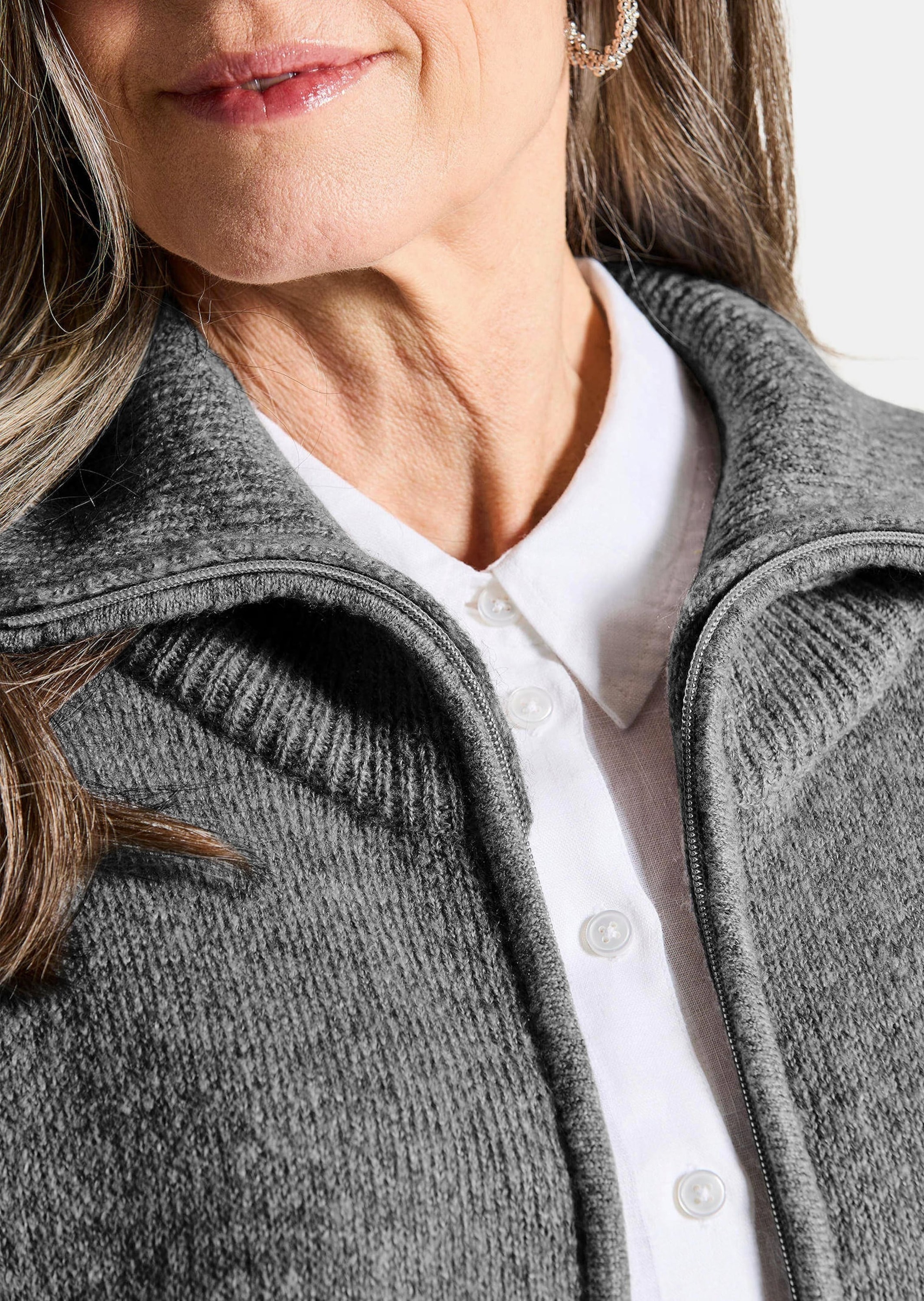 GOLDNER Kurzweste »Melierte Weste mit Reißverschluss« Troyerkragen mit durchgehendem Reißverschluss