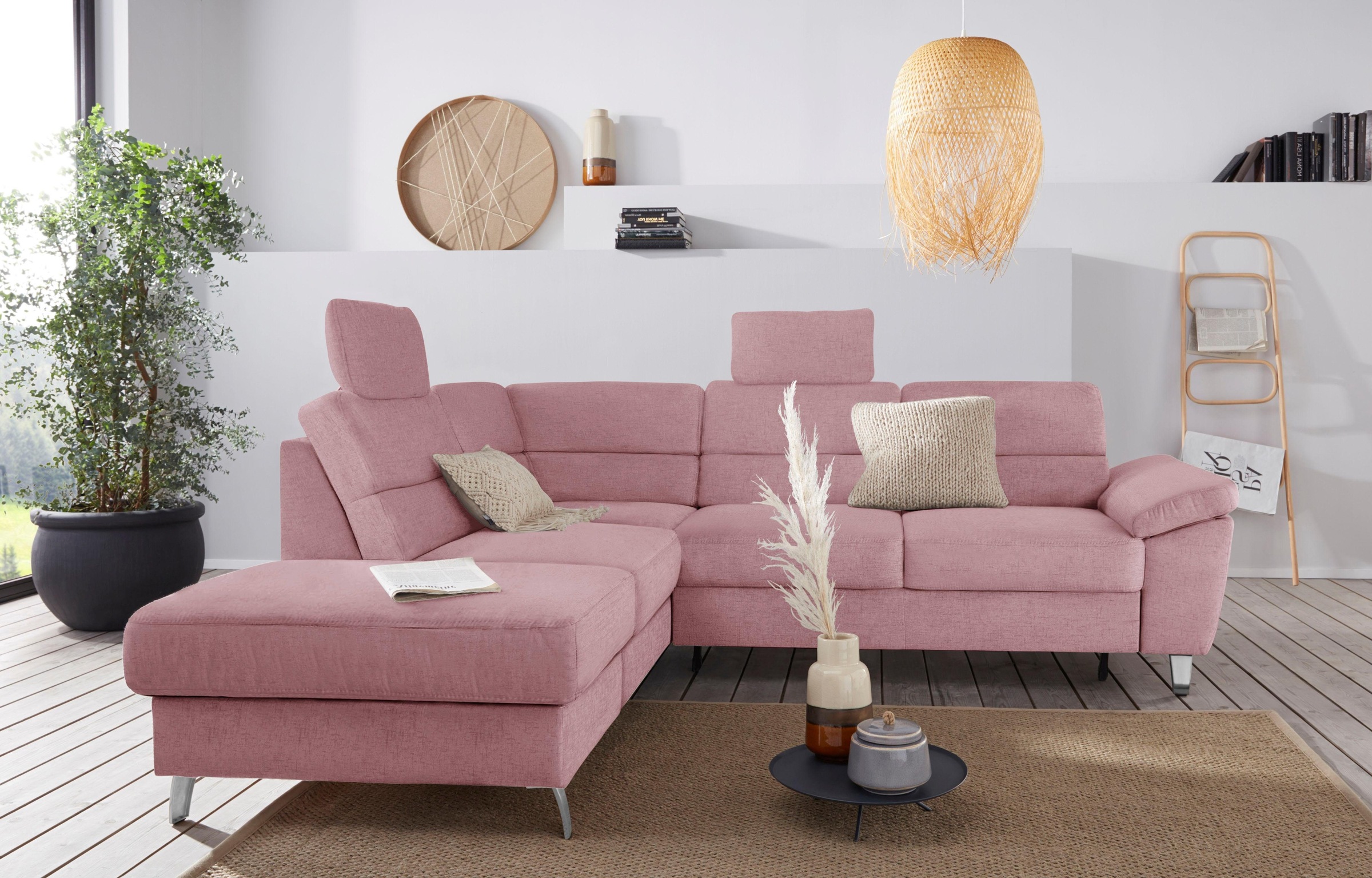 sit&more Ecksofa »Sorano L-Form«, wahlweise mit Bettfunktion und Bettkasten