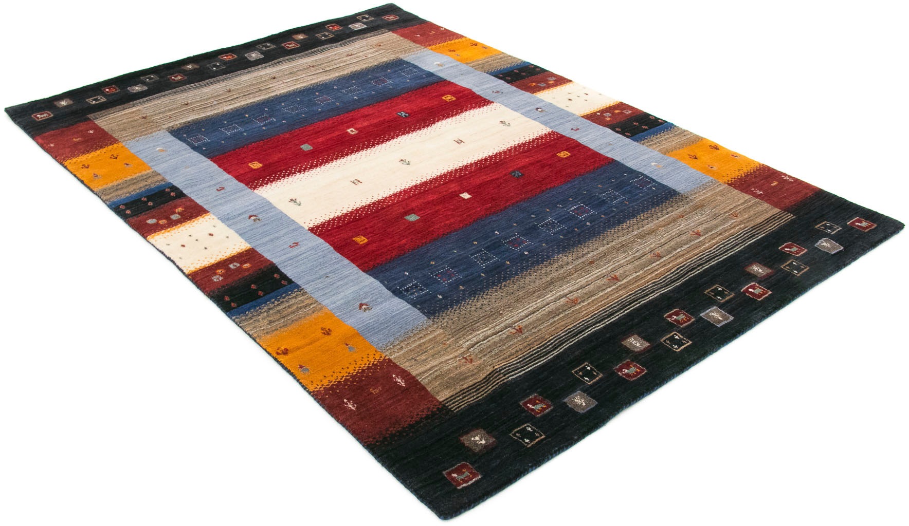 carpetfine Wollteppich »Gabbeh Don , auch als Läufer« rechteckig 15 mm Höhe reine Wolle, handgearbeitet, weicher natürlicher Flor, Wohnzimmer