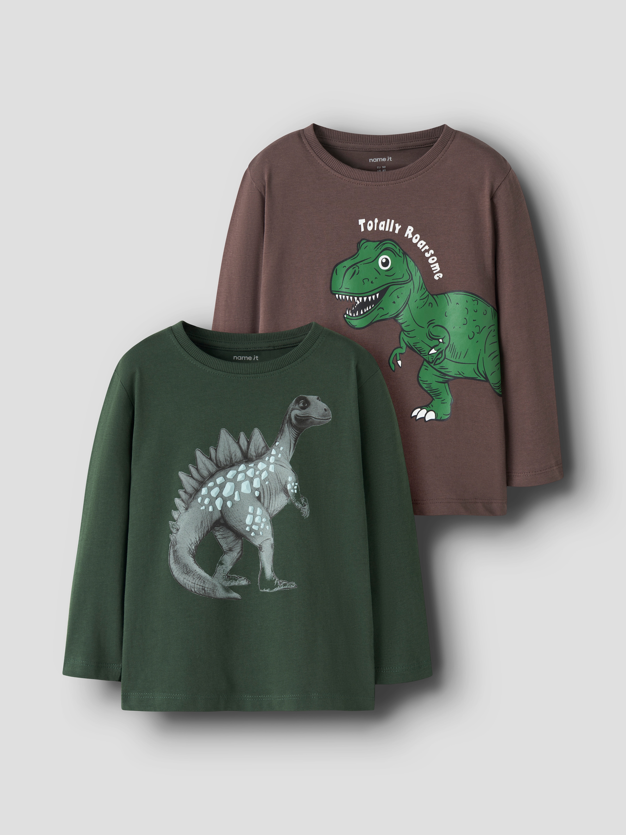 Name It Langarmshirt »NMMNEDIN 2P LS NREG TOP BOX PB« Packung, 2 Baumwolle, regular fit, Dino Druck