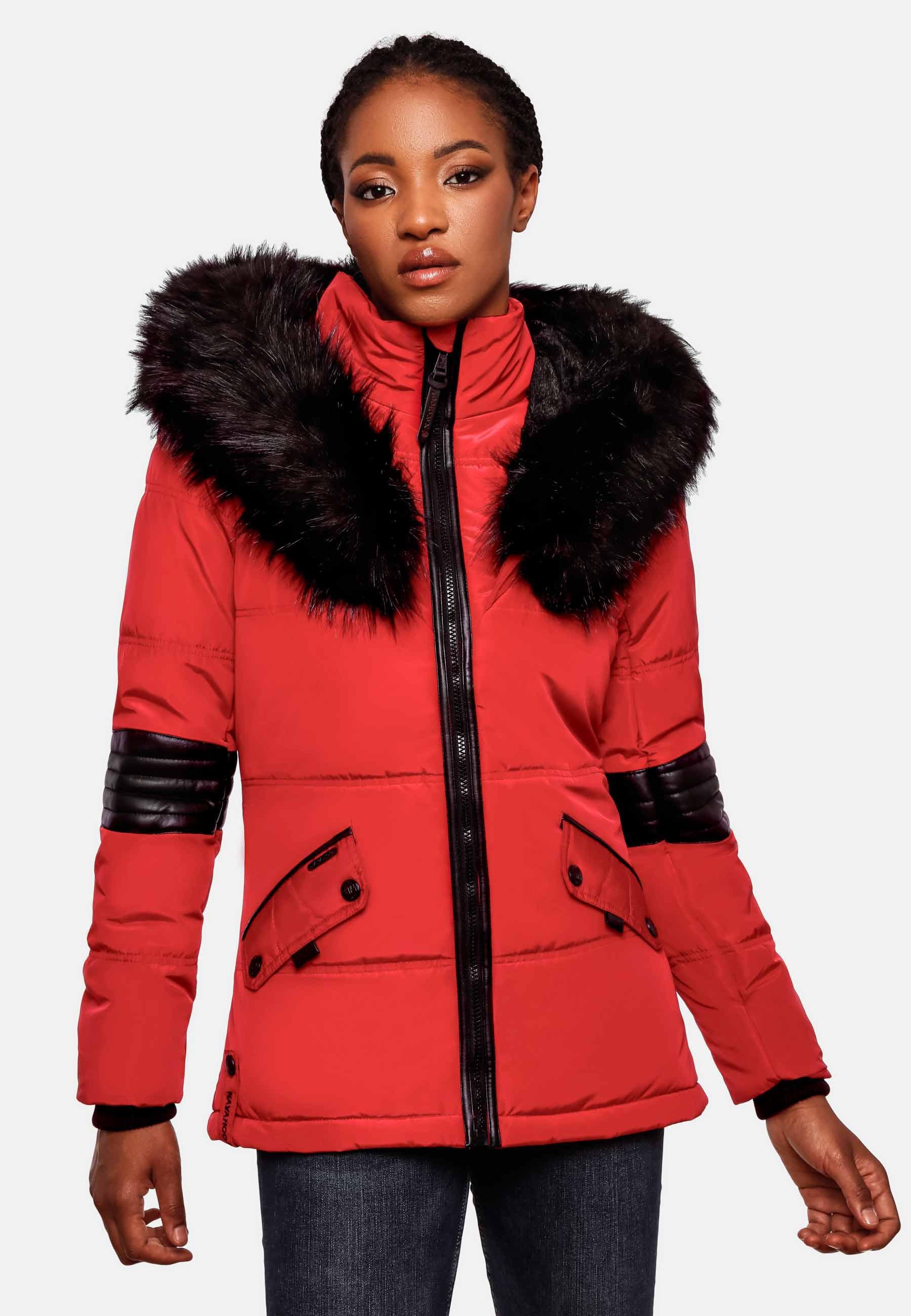Navahoo Winterjacke »Winterjacke Nirvana«, mit Kapuze, edle Steppjacke m. schwarzem Kunstpelzkragen