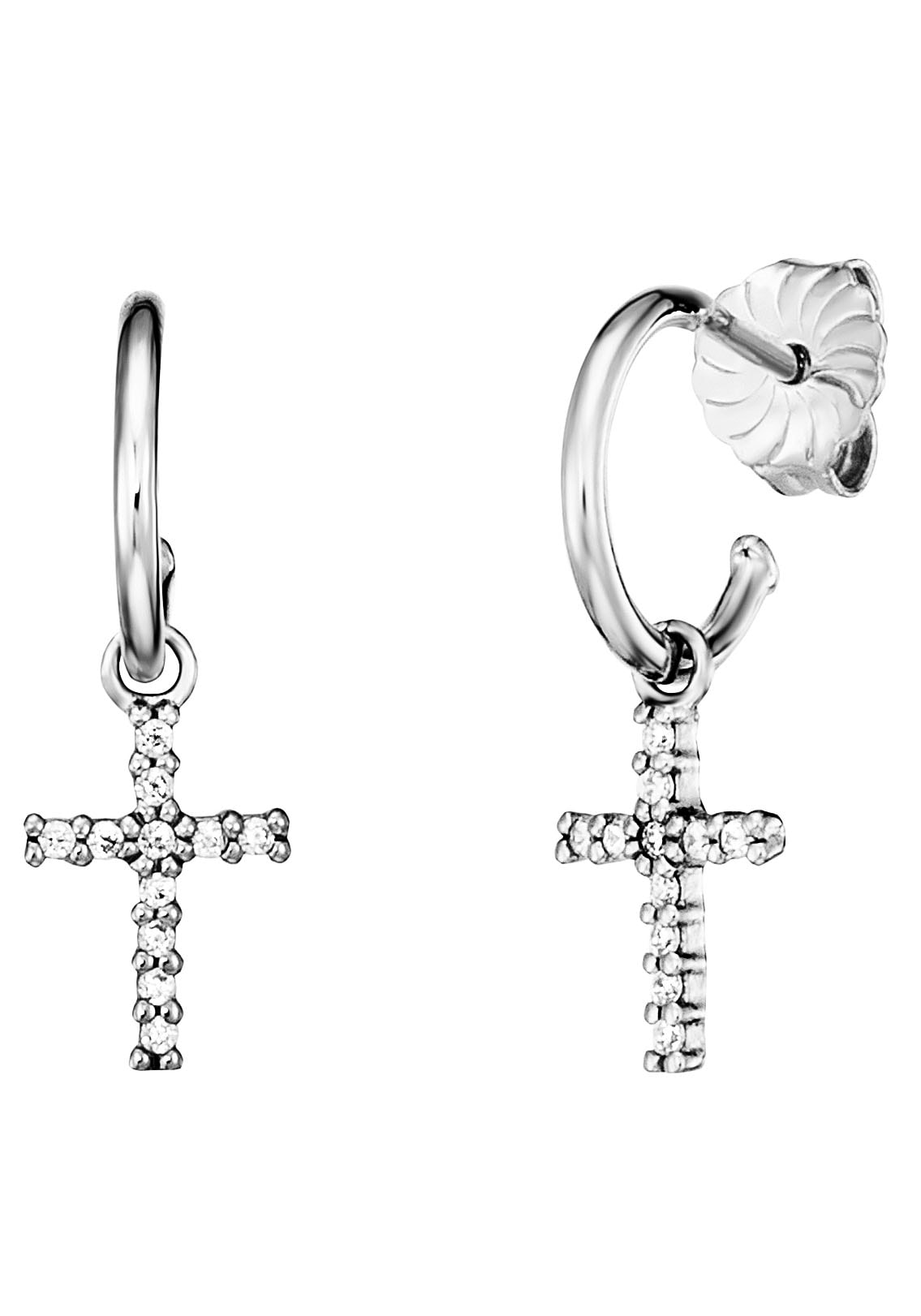 Paar Ohrstecker »Ohrschmuck KREUZ, JJER01147.1, JJER01147.3«, mit Zirkonia (synth.) -...