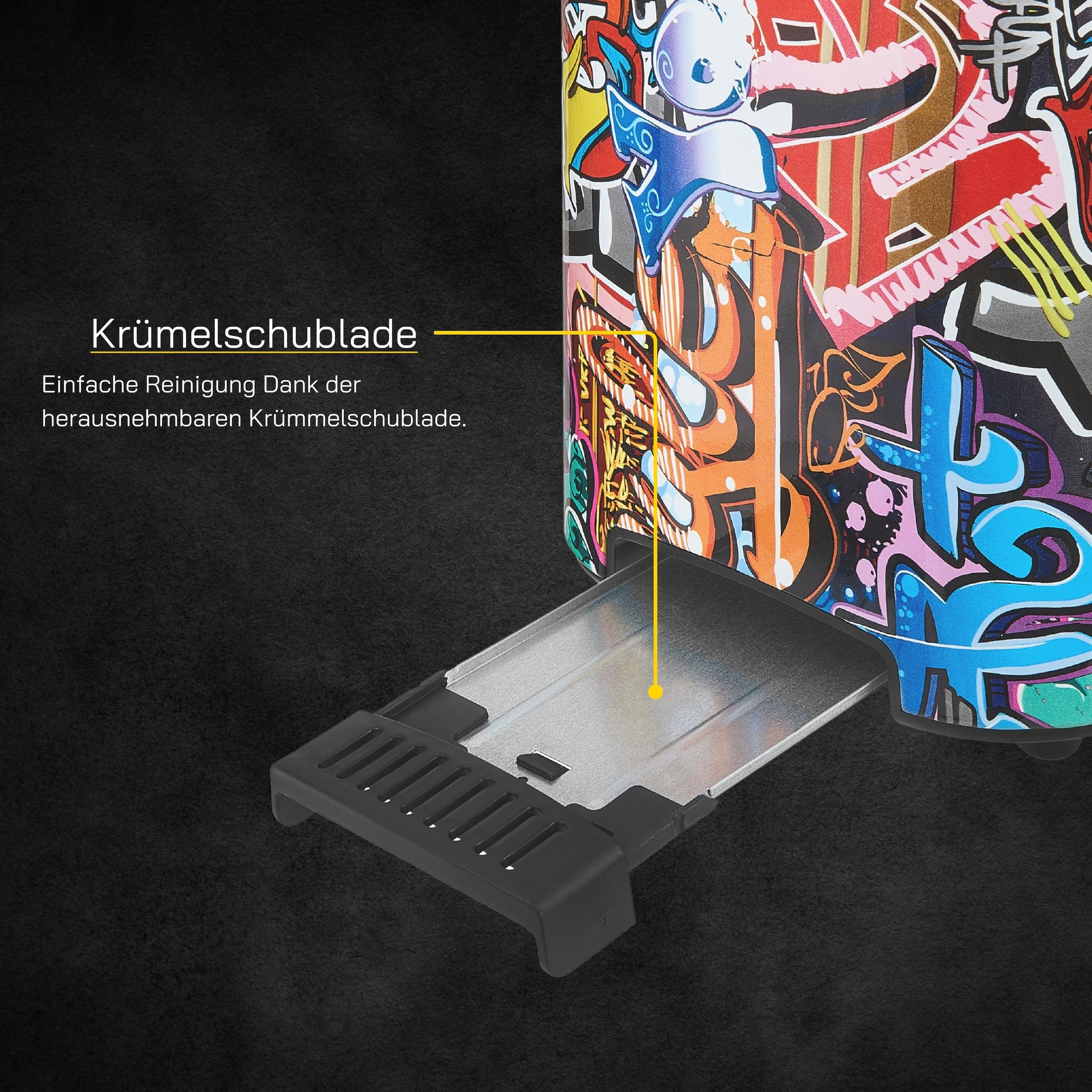 Gutfels Toaster »TOAST 3010 G«, 2 kurze Schlitze, 850 W, 2-Scheiben-Toaster, 850 Watt, Graffitti-Style