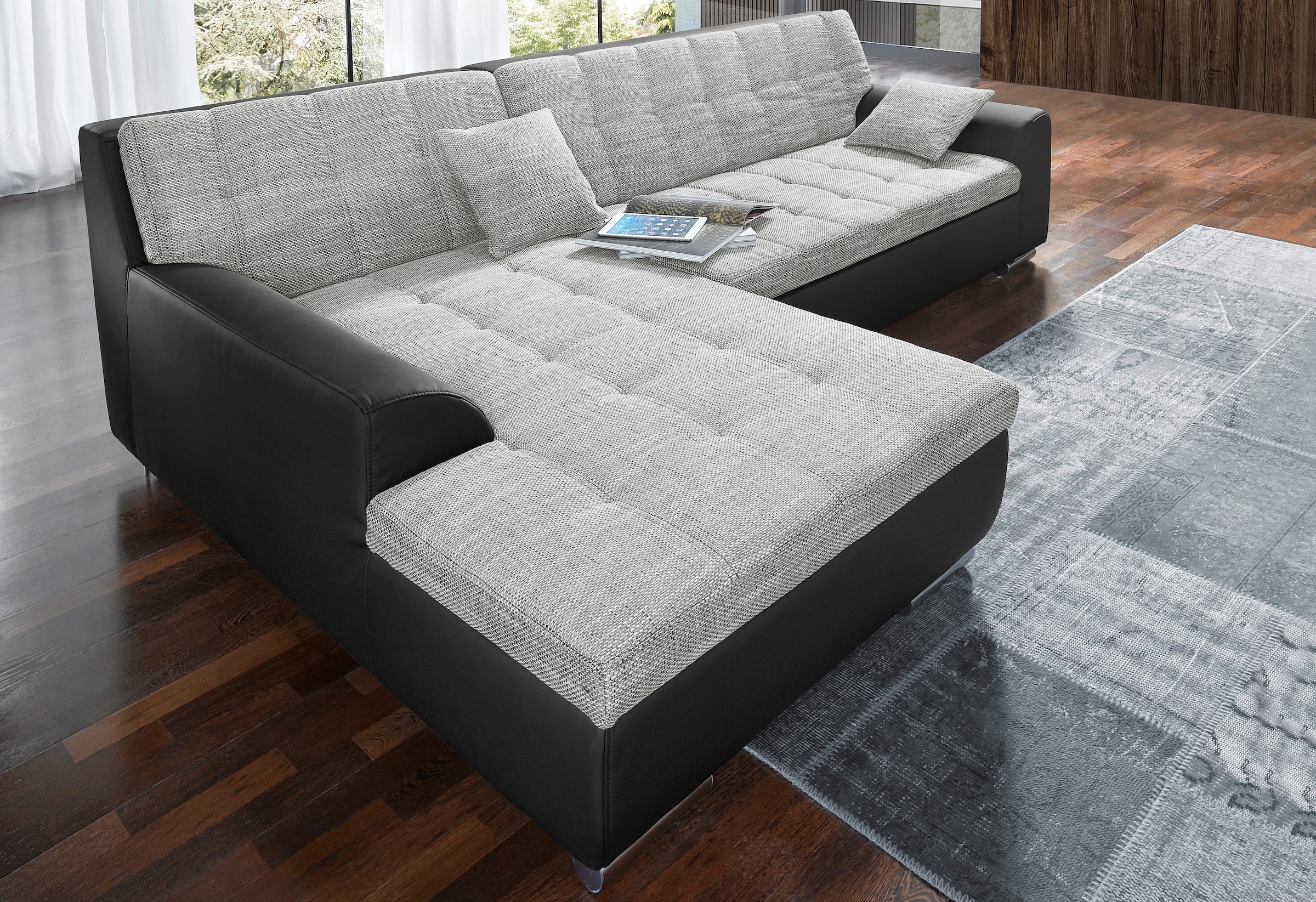 DOMO collection Ecksofa Treviso, wahlweise mit Bettfunktion, incl. Zierkissen