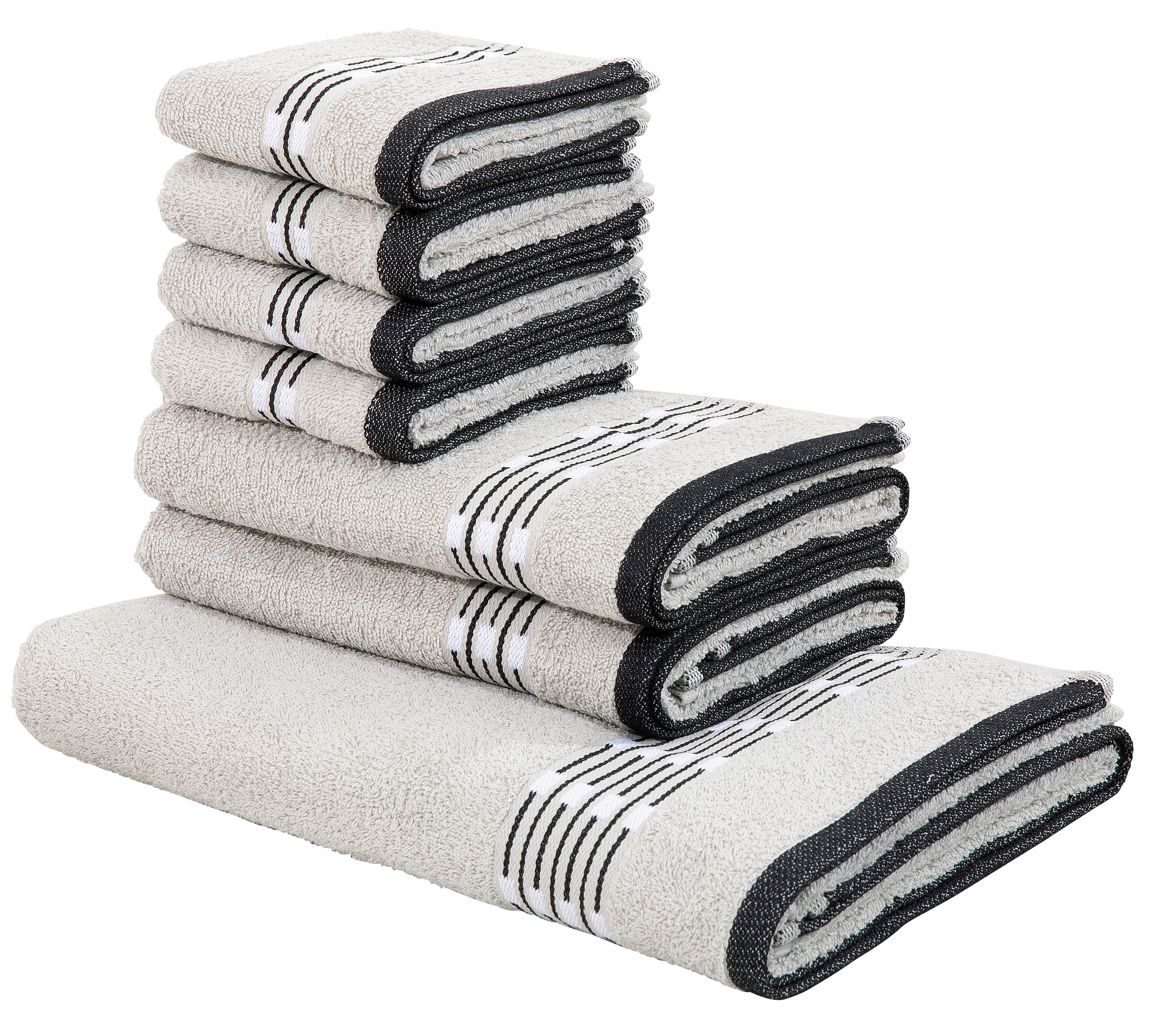 Bordüre Handtuch »Jonnie«, home Handtuchset Set, Walkfrottee, mit Set Baumwolle, aus my 100% 7 gemusterter tlg., Handtücher