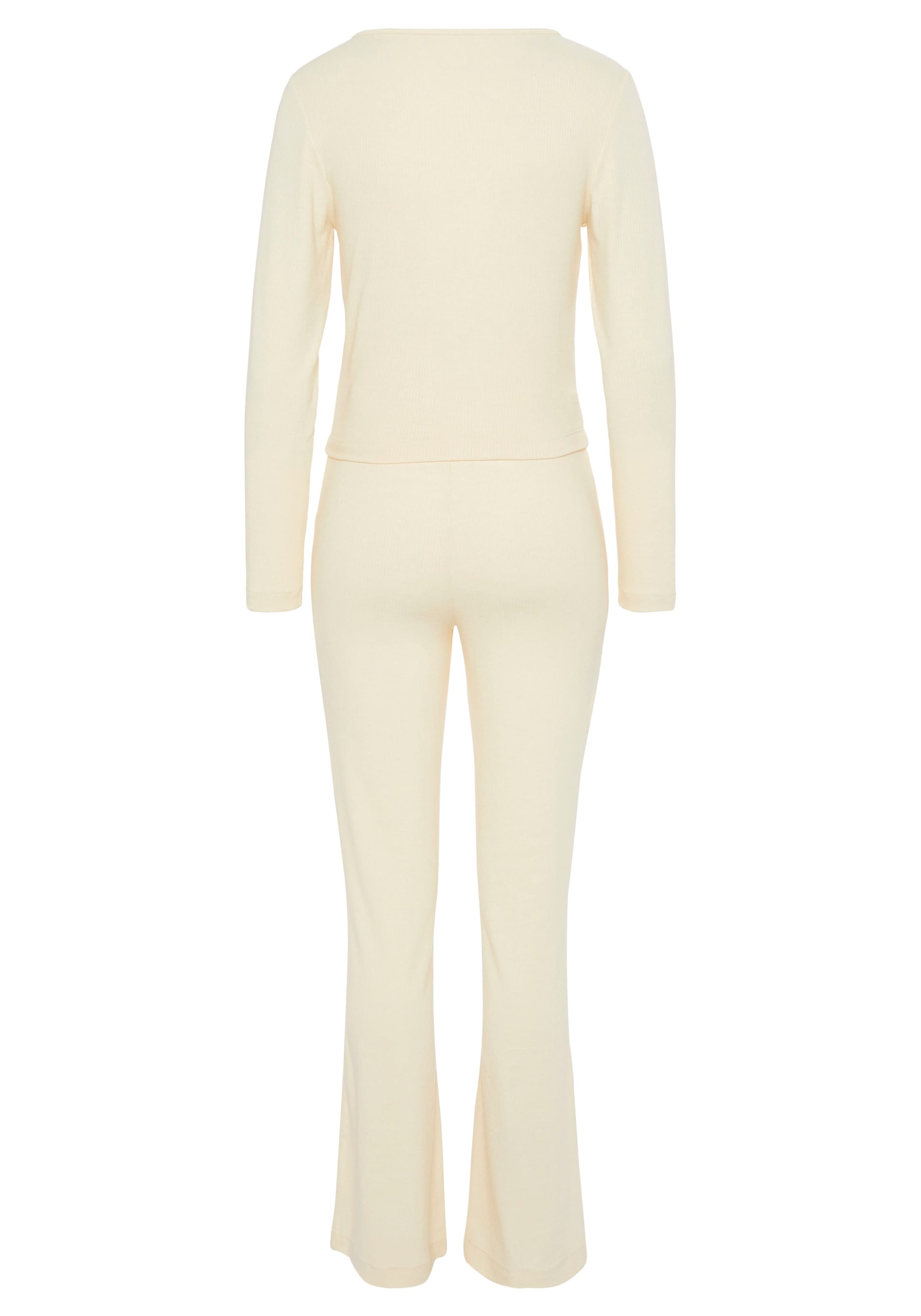 LASCANA Pyjama, (Set, 2 tlg.), aus schönem Ripp-Material