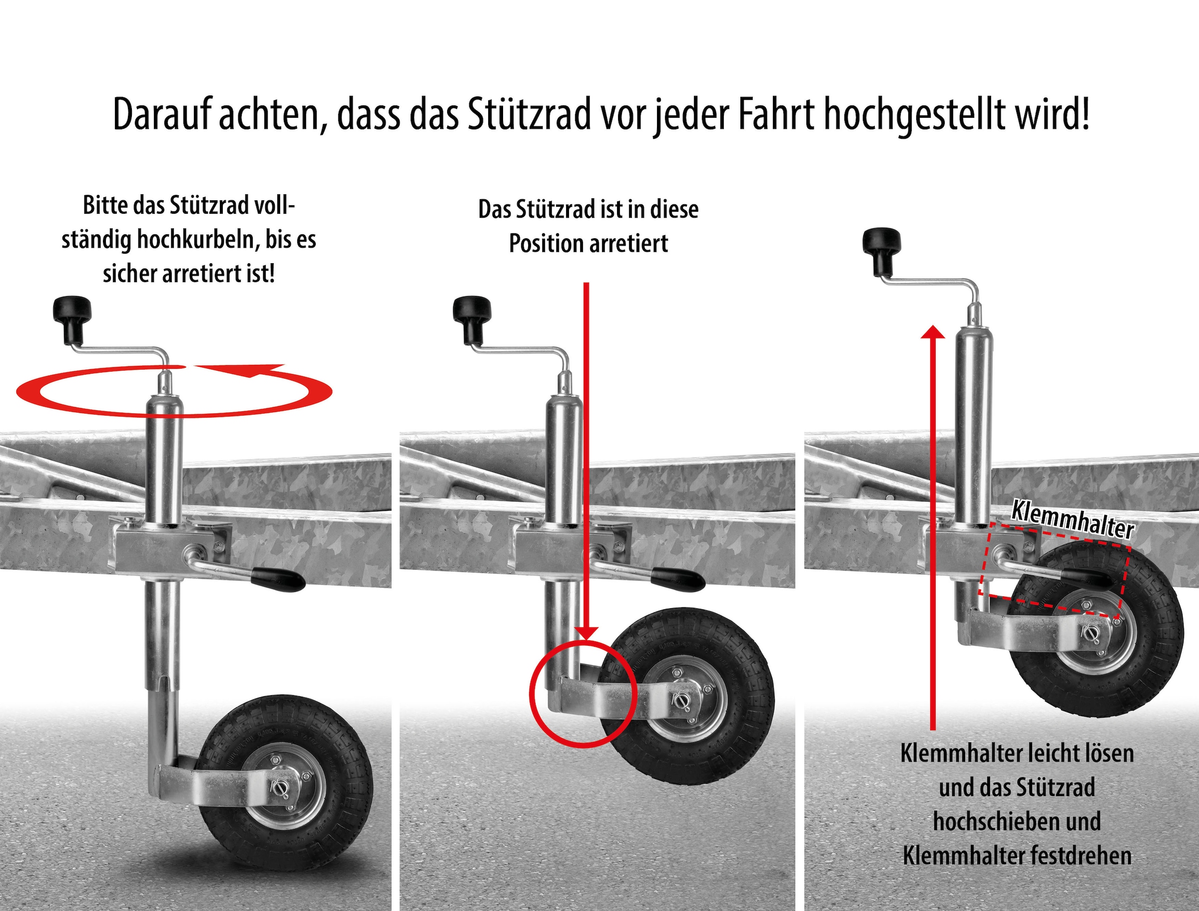 LAS Anhänger-Abstellstütze »Stützrad mit Kurbel 48mm«
