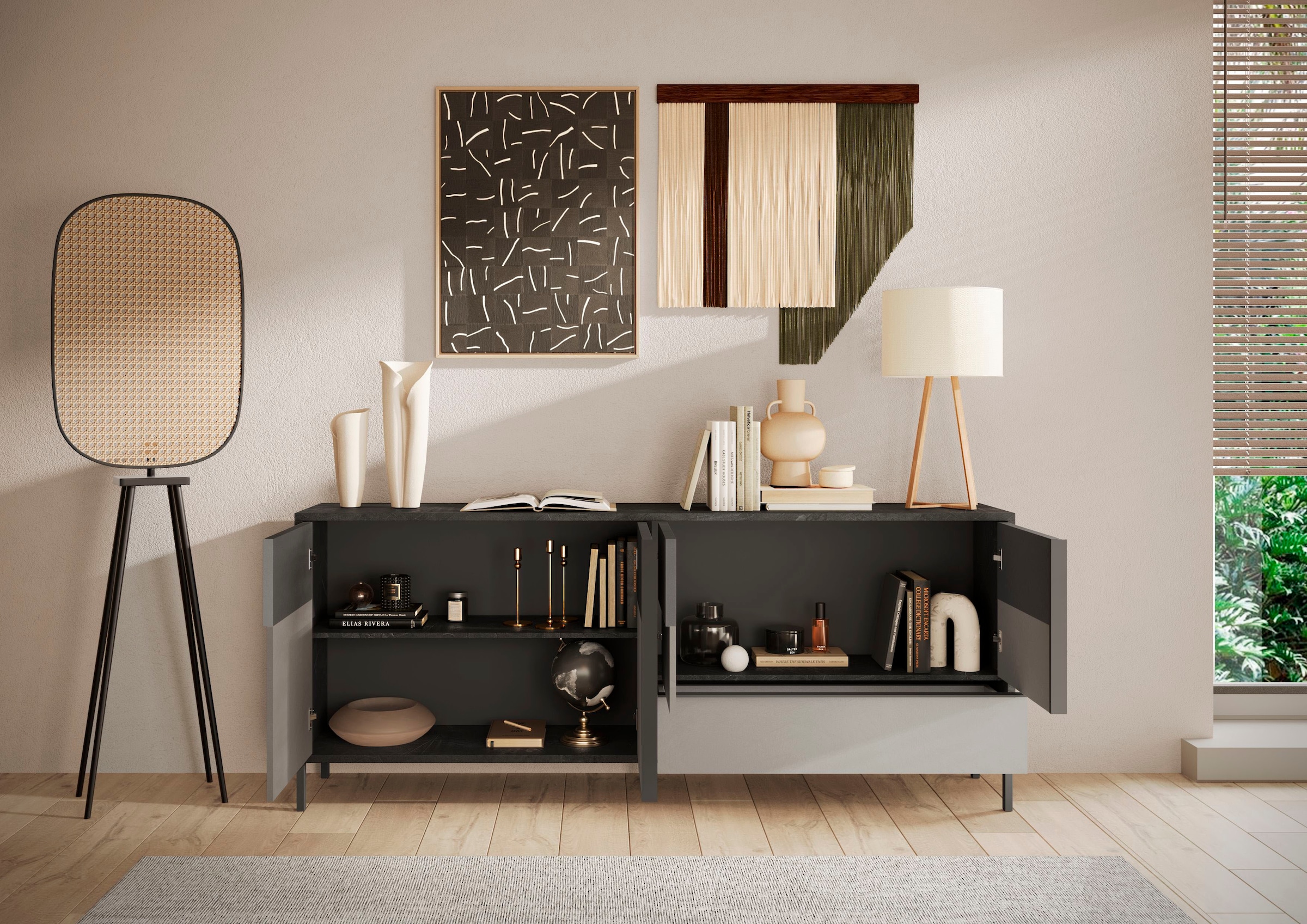 INOSIGN Sideboard »Everest Breite 206 cm, Kommode mit 4 Türen u. 1 Schubkasten«, Anrichte, Soft/Self Closing, Korpus 22 mm