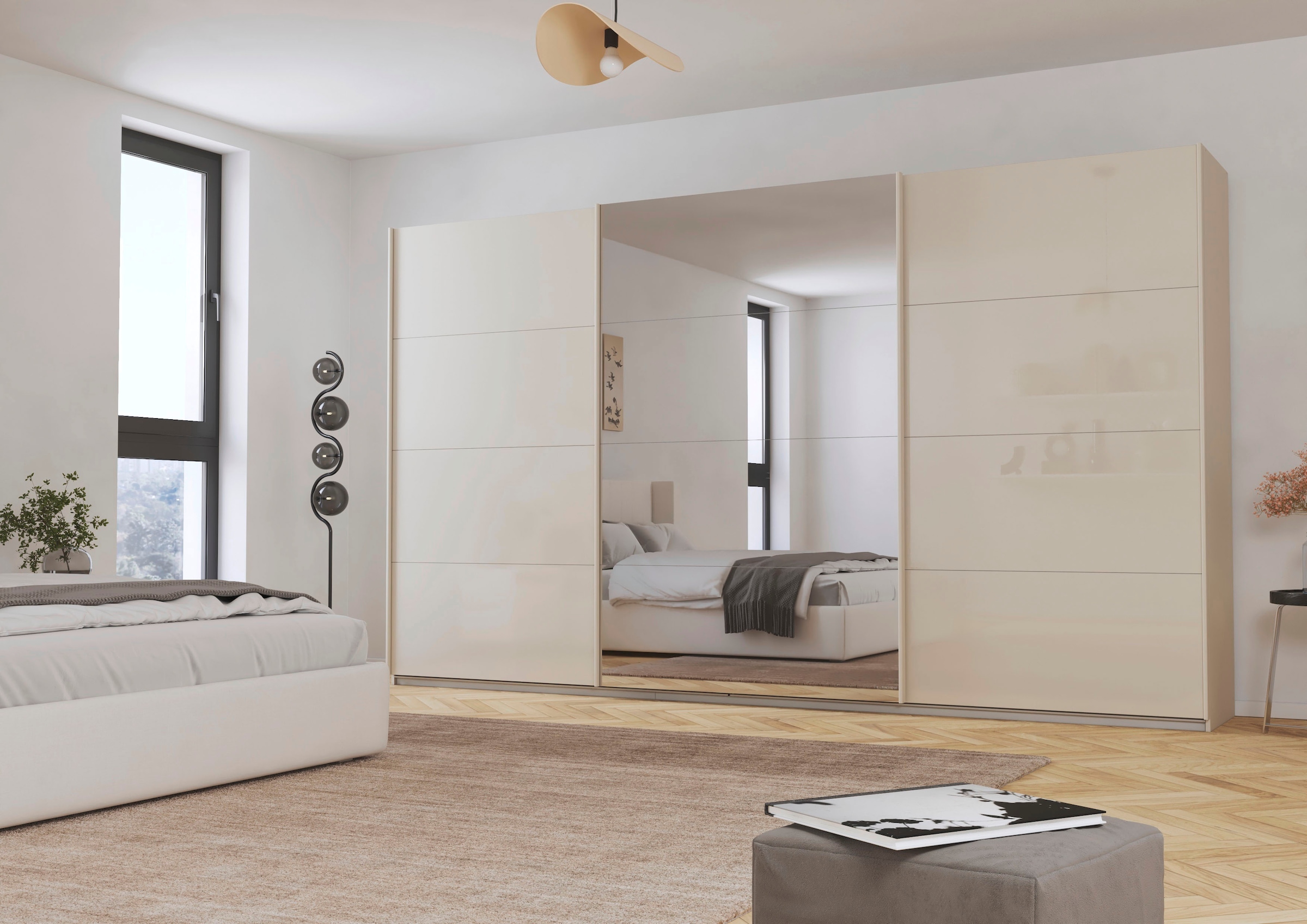 rauch Schwebetürenschrank »Kleiderschrank Kleiderschränke Schrank Garderobe AGORDO mit Glasfront«, durchdachte Innenausstattung, in 4 Breiten und 2 Höhen MADE IN GERMANY