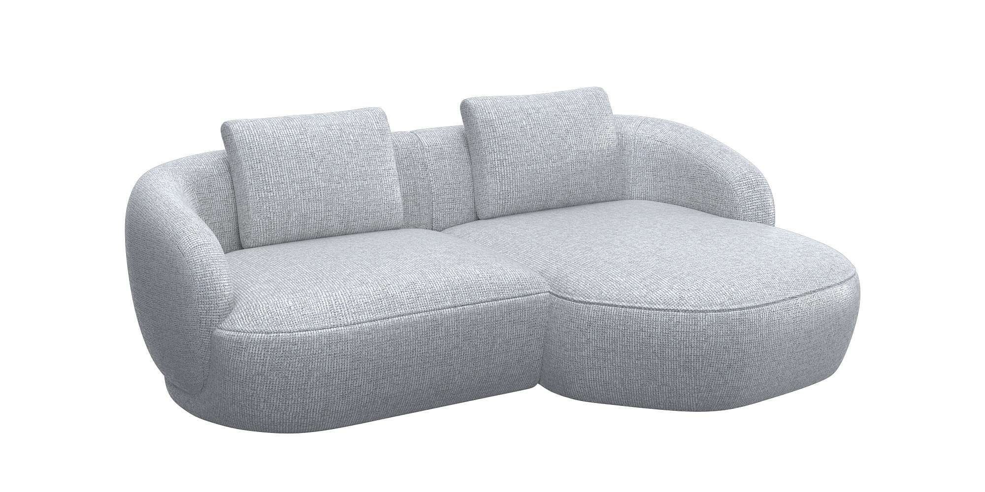 FLEXLUX Wohnlandschaft »Torino, rund, L-Form, Sofa-Ecke mit Recamiere, Longchair-Sofa«, Modernes, organisches Sofa-Design, Kaltschaum, Wellenunterfederung