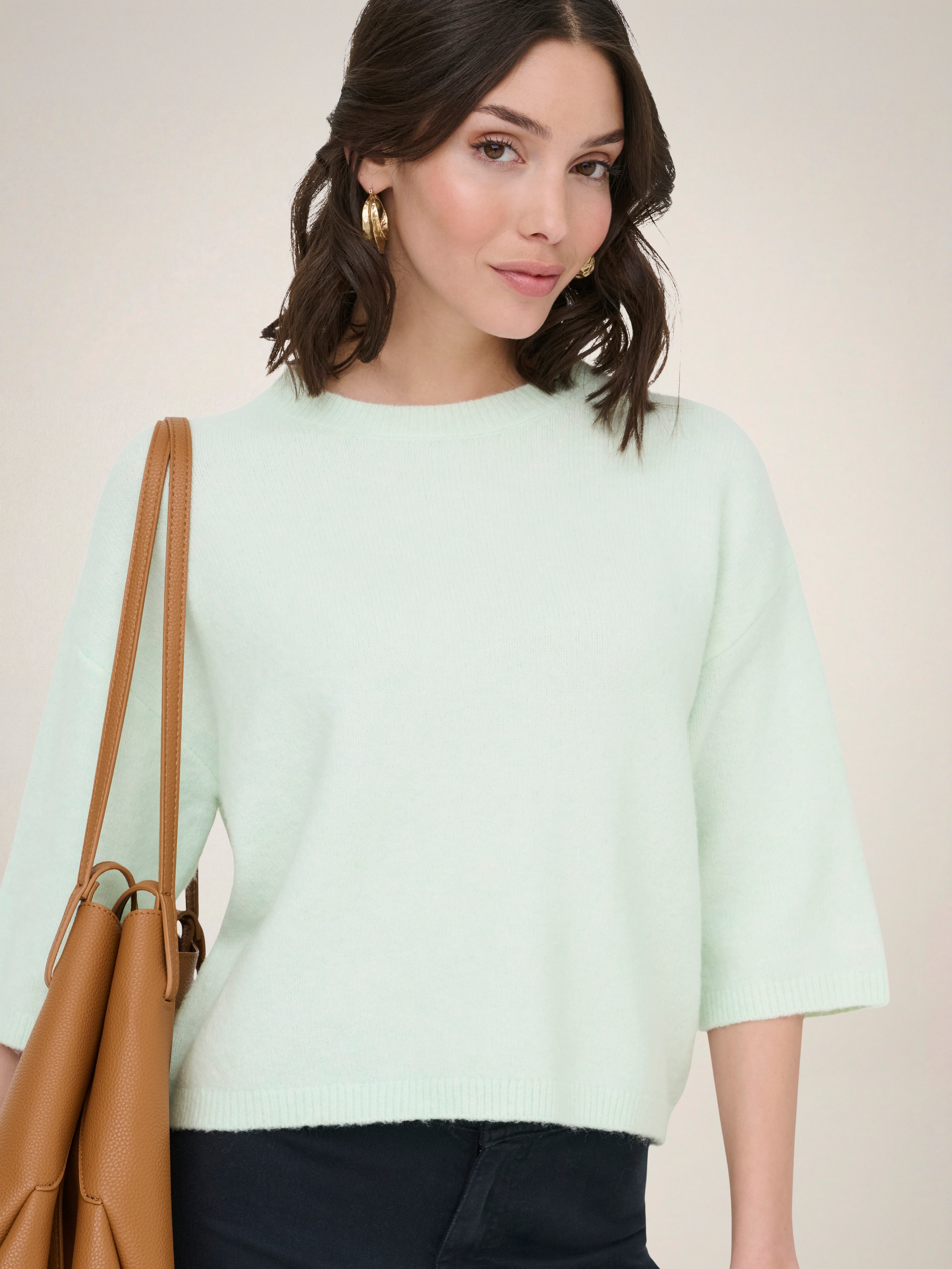 JDY Strickpullover »JDYCHLOE LIFE 3/4 ON PULLOVER KNT NOOS« Materialmix, knit fit