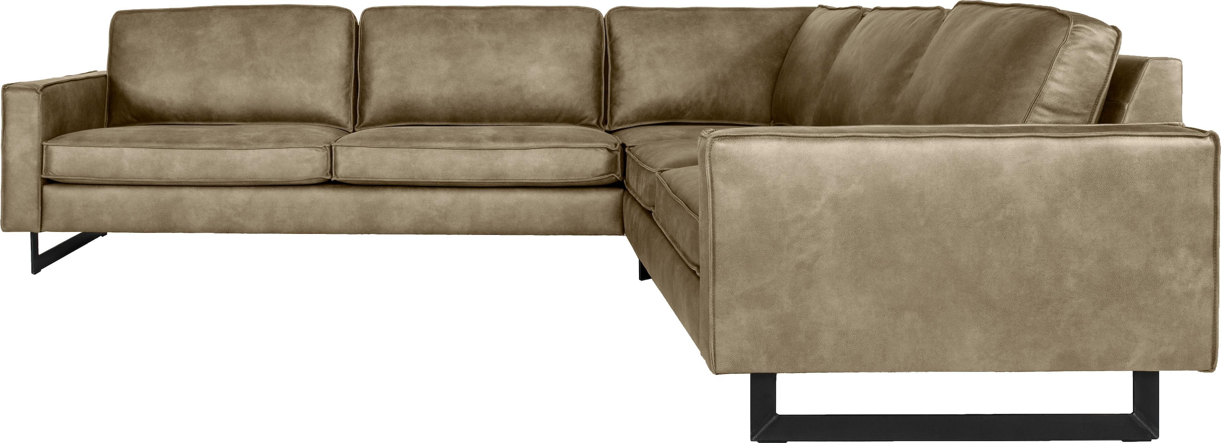 Places of Style Ecksofa »Pinto, 250/290 cm, langer Schenkel, XXL, Ottomane«, Cord, Feincord, Luxus-Microfaser Leder und Chenille