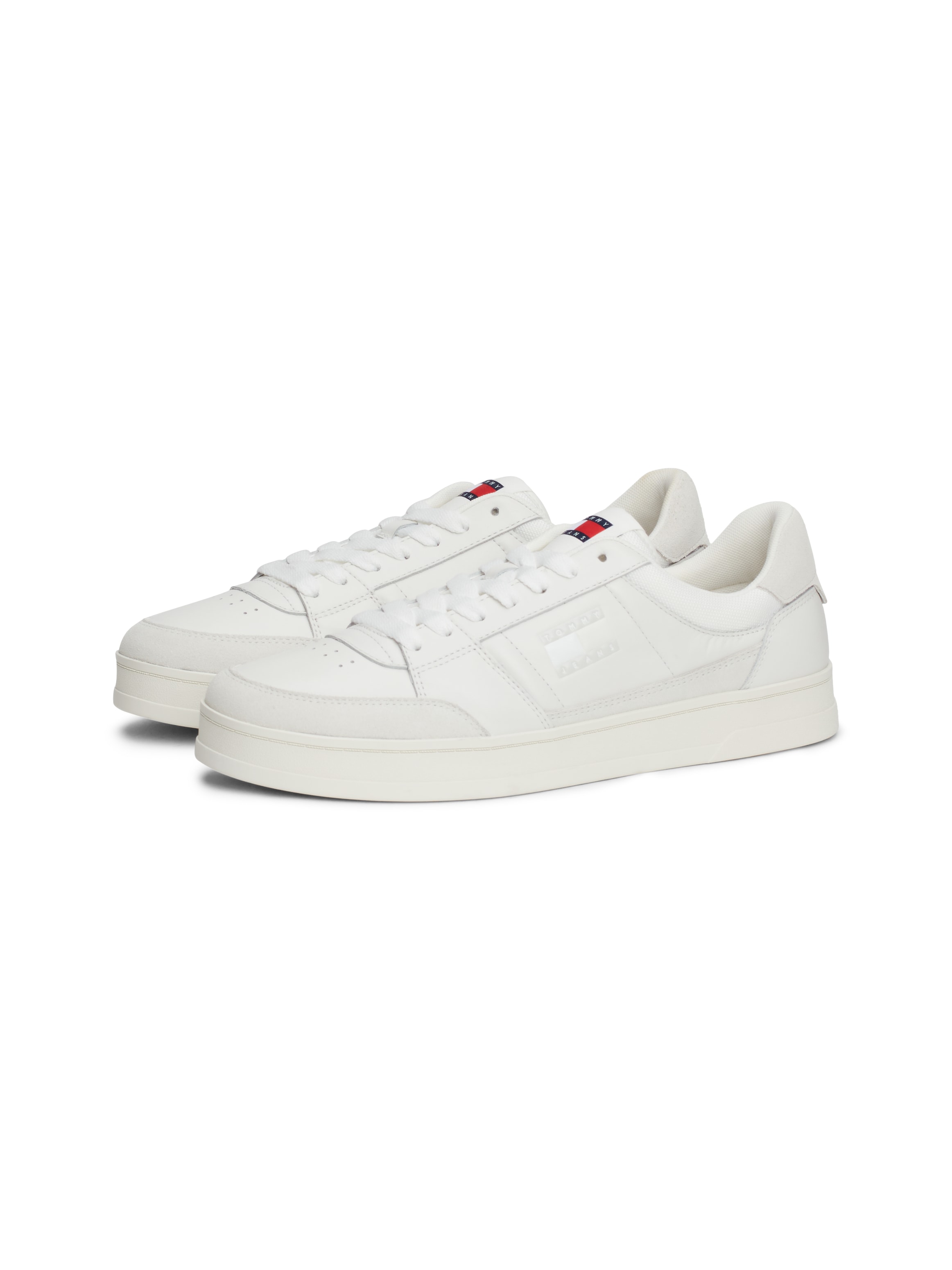 Tommy Jeans Plateausneaker »THE GREENWICH MIX MEDIA«, Freitzeitschuh, Schnürschuh, Halbschuh mit Logoflagge