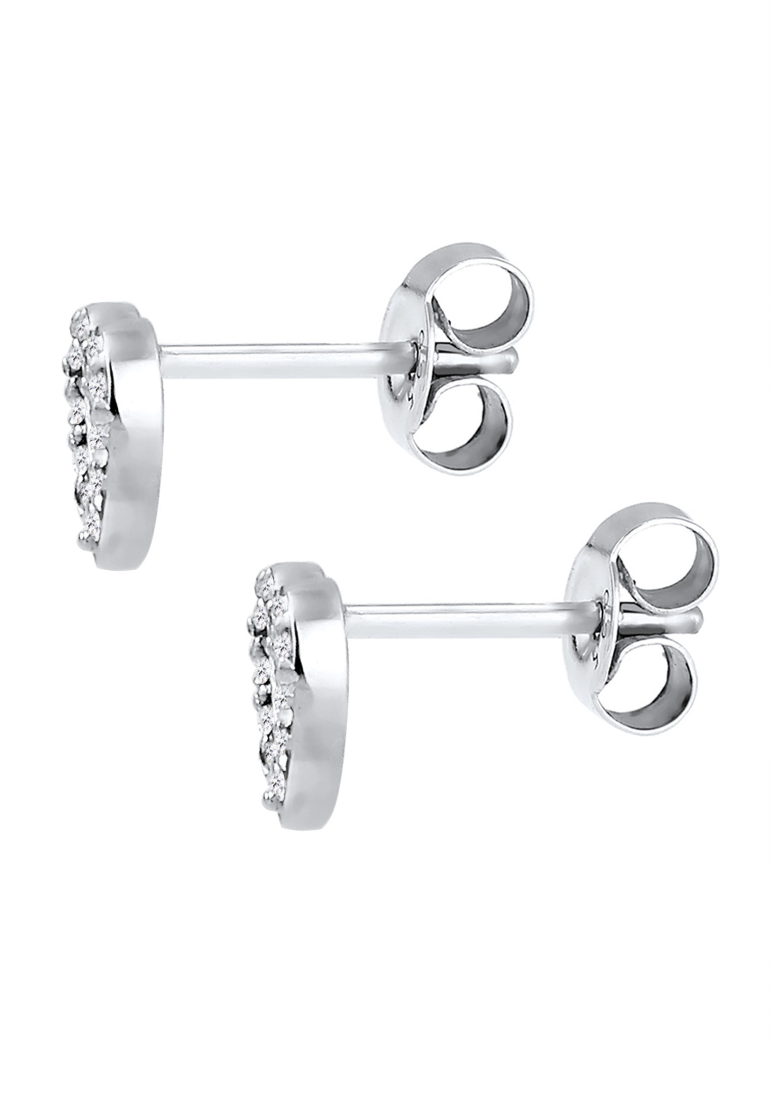Elli Paar Ohrstecker »Ohrringe Ohrstecker Herz Glas Kristalle Weiß 925 Sterling Silber«