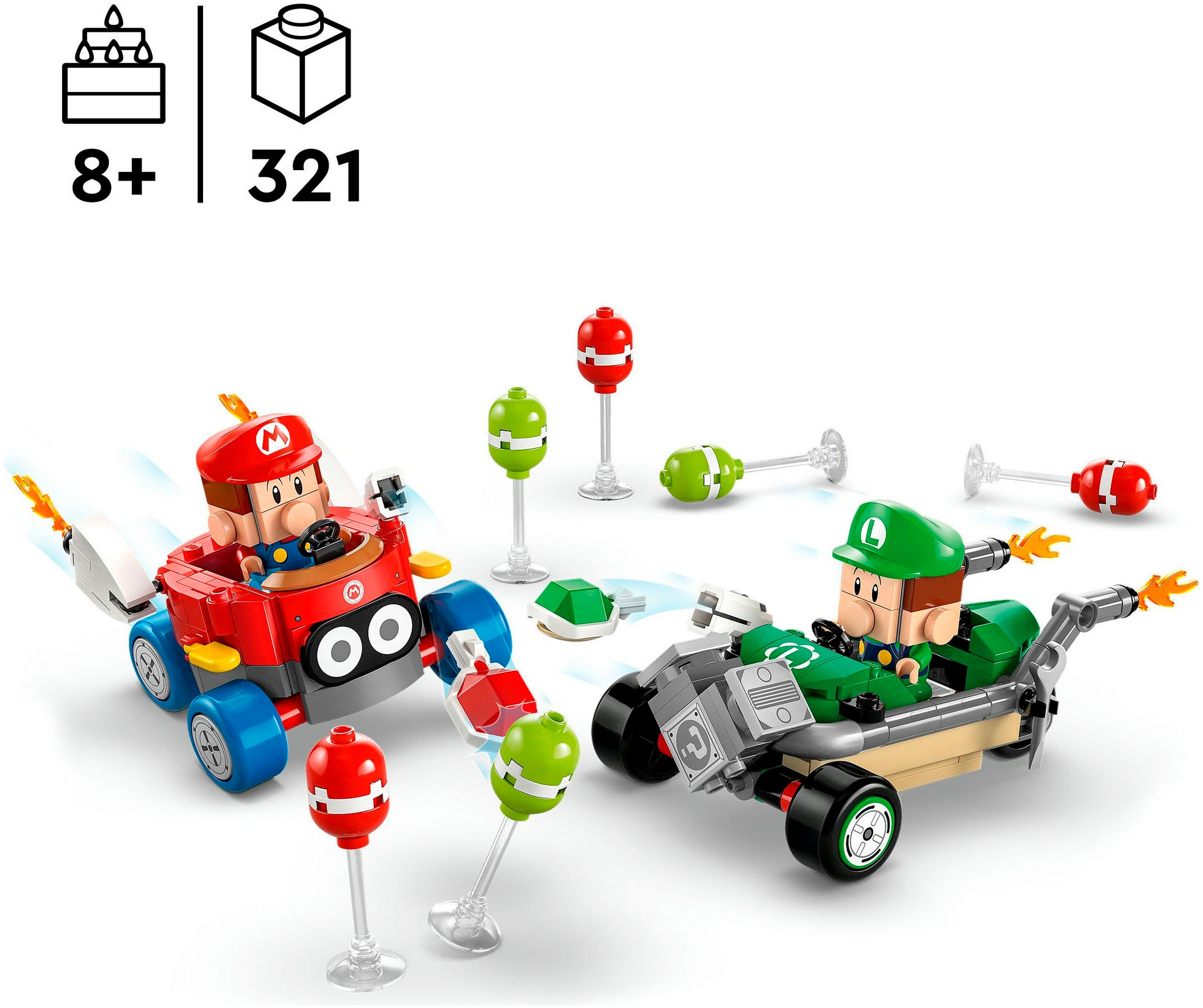 LEGO® Konstruktionsspielsteine »Mario Kart™ – Baby Mario vs. Baby Luigi (72034), LEGO Super Mario«, (321 St.), Made in Europe