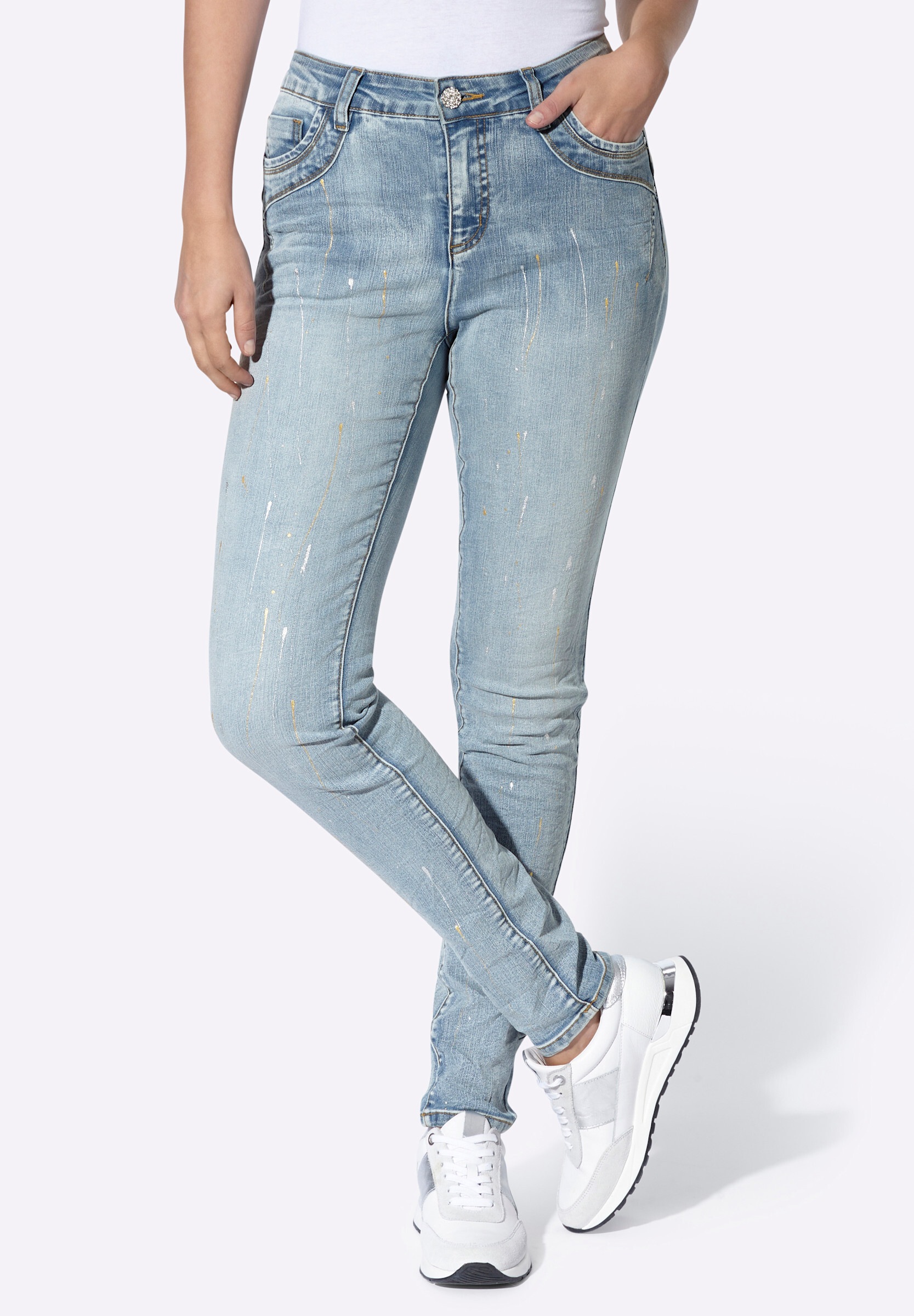 heine 5-Pocket-Jeans »Jeans Jeans mit Glitzerdruck«