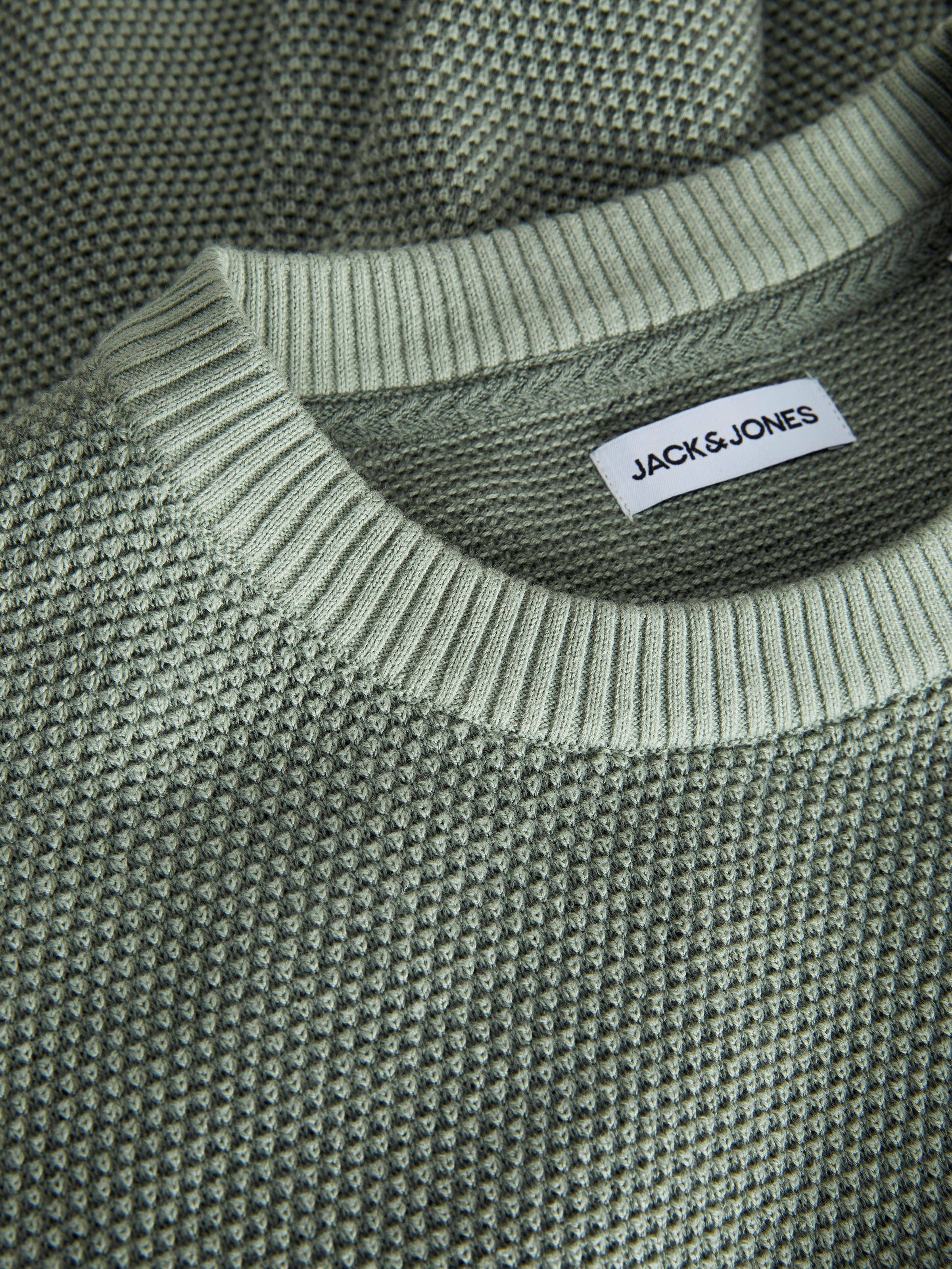 Jack & Jones Rundhalspullover »JJEGLOBE KNIT CREW NECK NOOS«, in Strick Optik