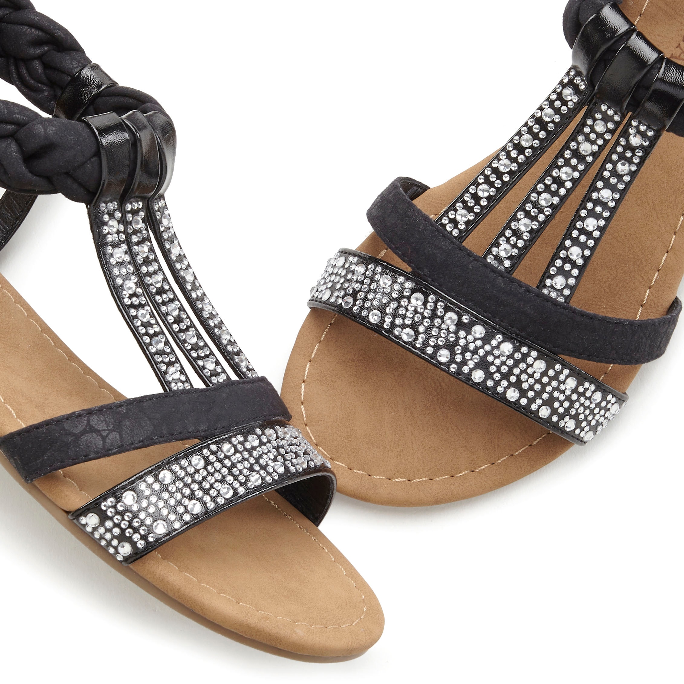 LASCANA Sandale »Sommerschuh«, mit Glitzersteinen, kleiner Keilabsatz, Sandalette, Sommerschuh VEGAN
