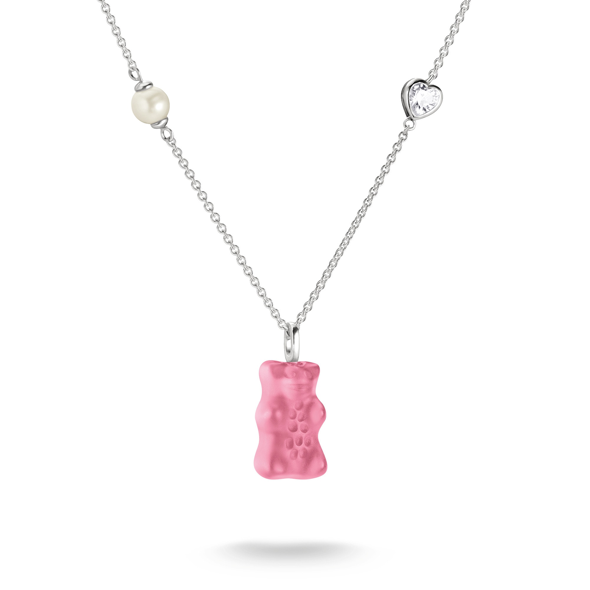 THOMAS SABO Kette mit Anhänger »THOMAS SABO x HARIBO: Kette mit Goldbär« mit Kristallglas, Zirkonia (synth.) - mit Süßwasserzuchtperle