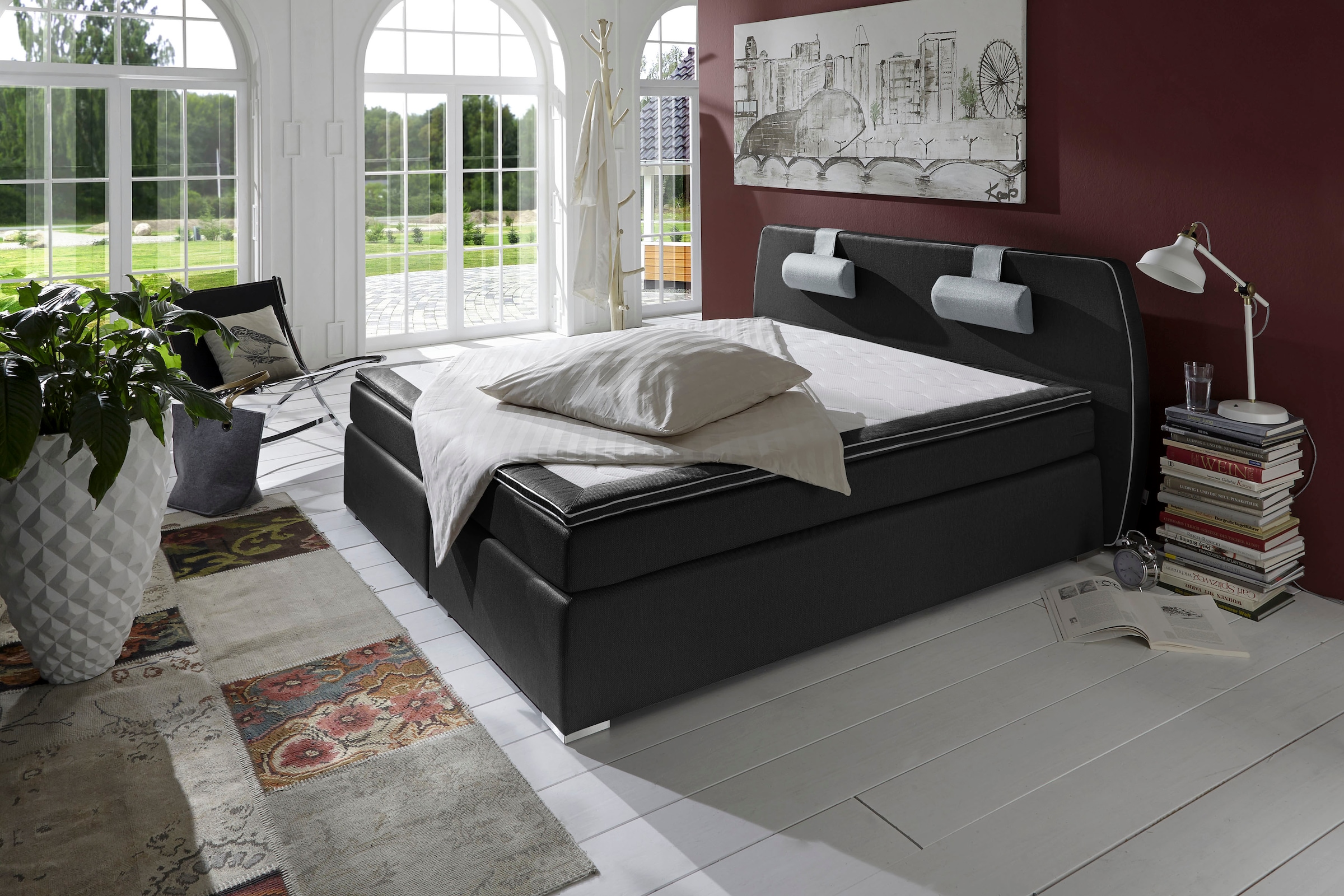 ATLANTIC home collection Boxspringbett »Rex« mit Topper und verstellbaren Nackenkissen